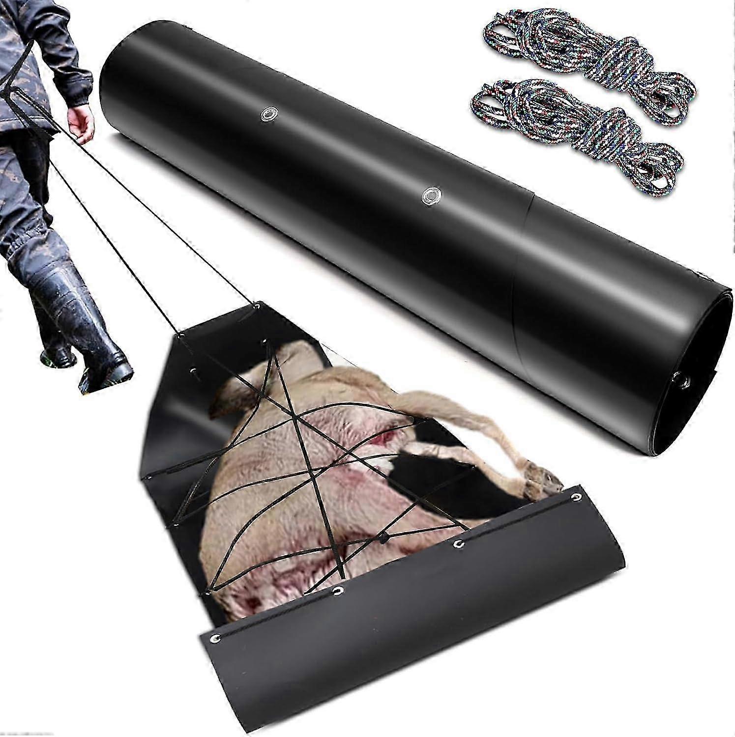 Deer Drag Sleds Waterproof and Durable Deer Drag Sled with 2 Ropes Multi-Purpose Easy Dragging Utility Sled for Hauling, Ice Fishing, Fire Wood