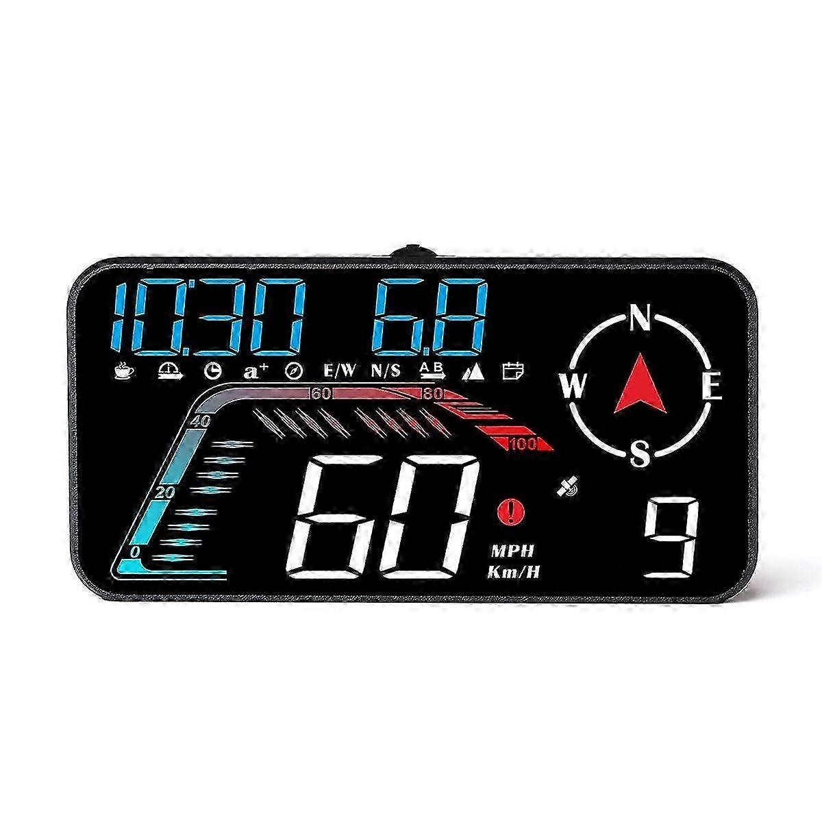 G12 HUD Head-Up Display GPS Car Display Speeding Alarm Driving Speed Universal As Shown