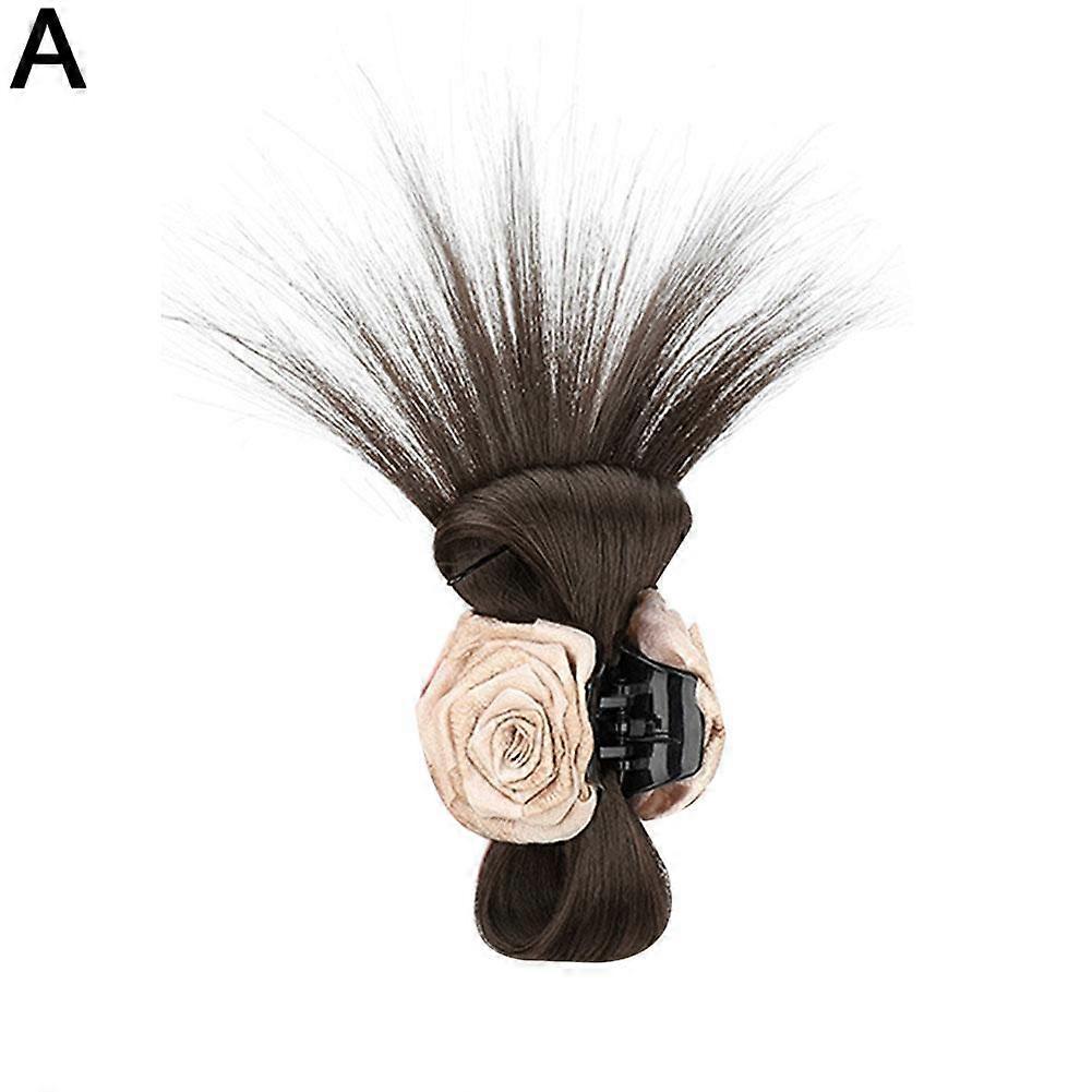 Rose Clip-In Wig Messy Meatball Hair Piece Beautiful Girl Hairpin Gift