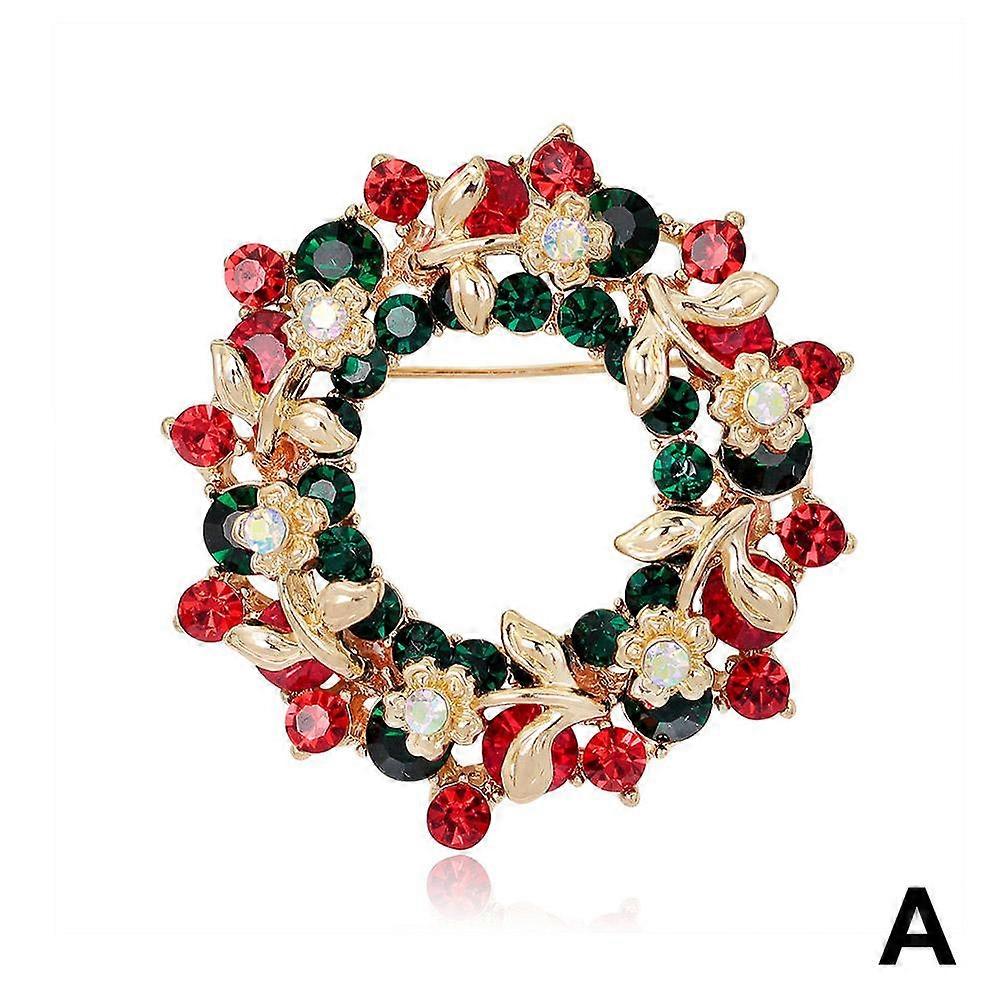 Christmas Brooch Badge Rhinestone Crystal Enamel Brooch Pin Xmas Tree Santa