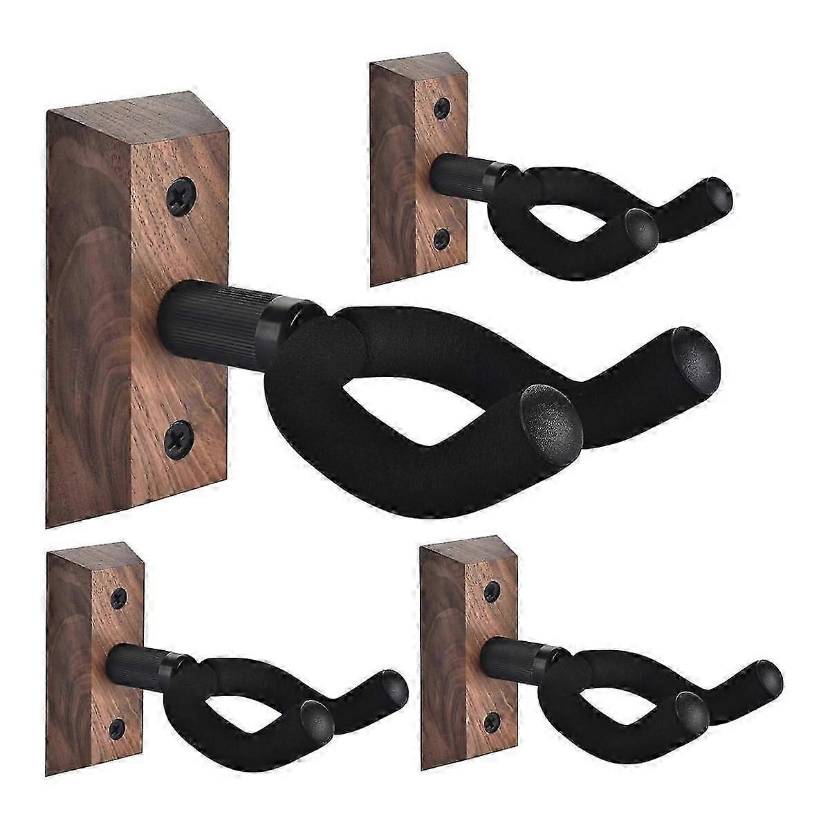 4pcs Guitar Wall Mount, Guitar Hook, Walnut U-shaped Guitar Hanger Wall Mount Stand For Acoustic, Electric Guitar, Bass