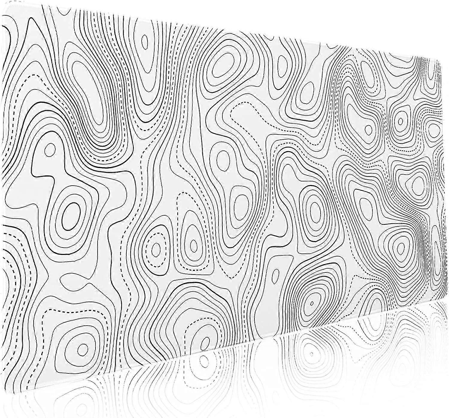 Topographic Contour White Gaming Mouse Pad Xxl Geographic Map Lines Extended Big Large Desk Mat Non-slip Rubber Base Stitched Edge Long Keyboard Mouse