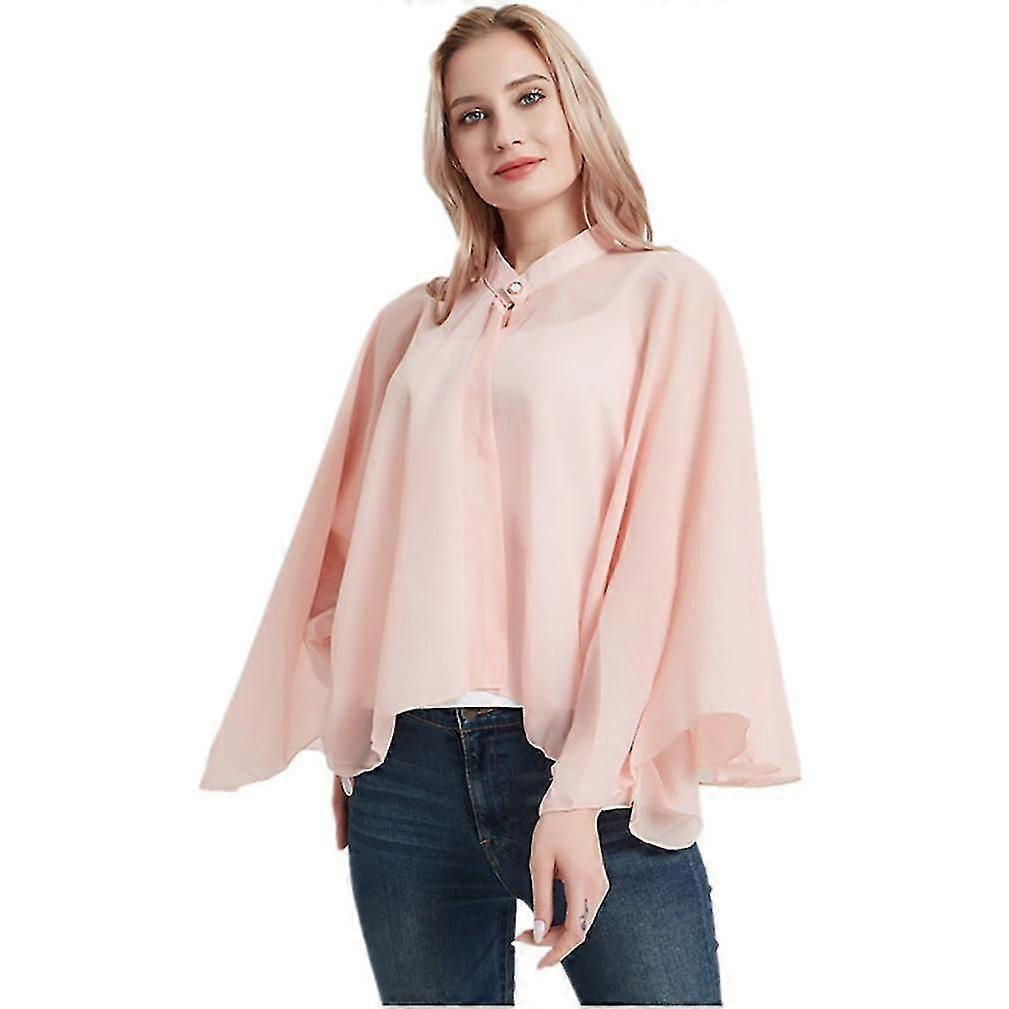 Damas Rosa Chiffon Poncho Top Sun Shawl