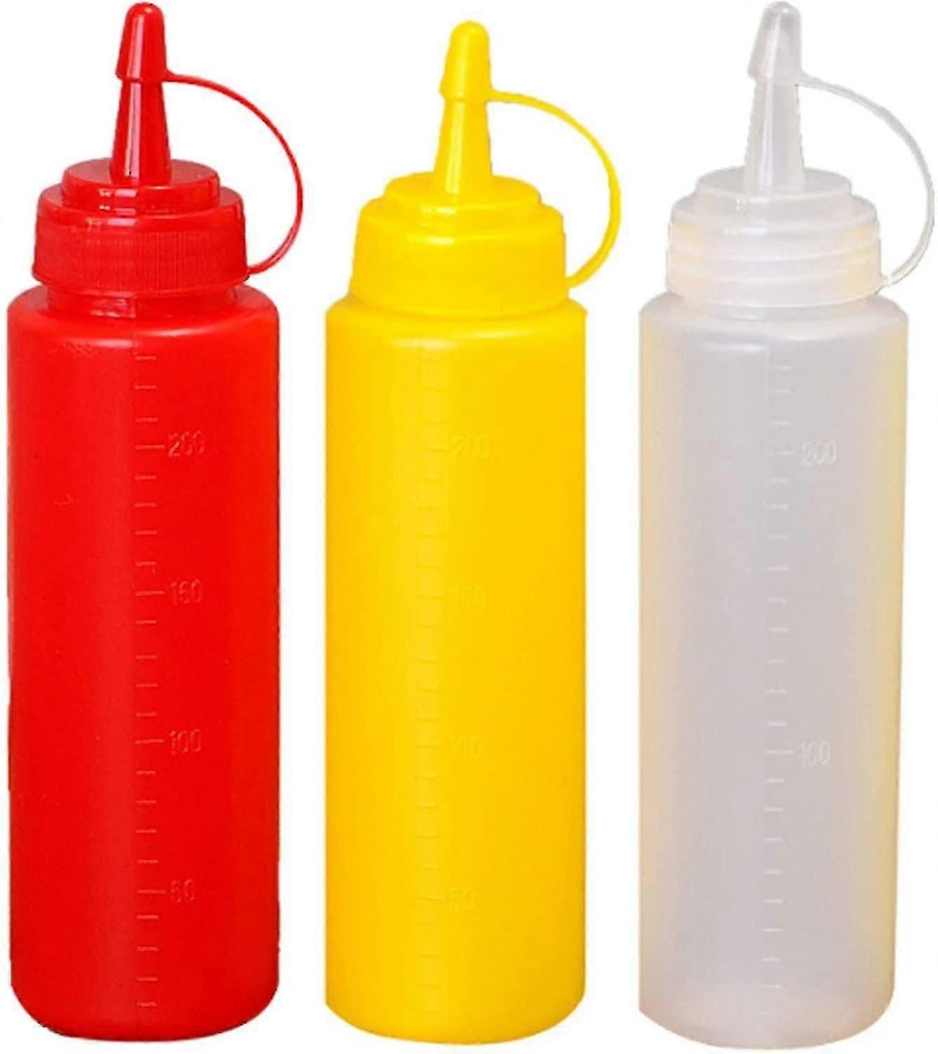 3pcs Condiment Bottle Sauce Bottle 8 Oz Squeeze Bottles Soft Plastic Bottle