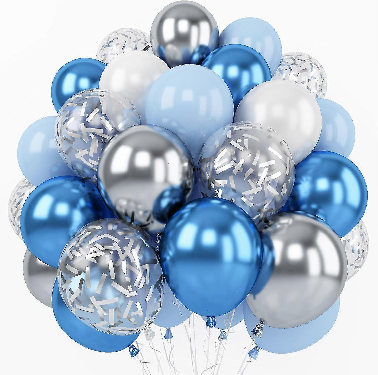 62pcs blue and silver balloon set