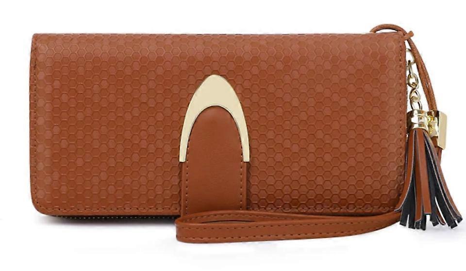 Long Brown Wallet with RFID Blocking Feature