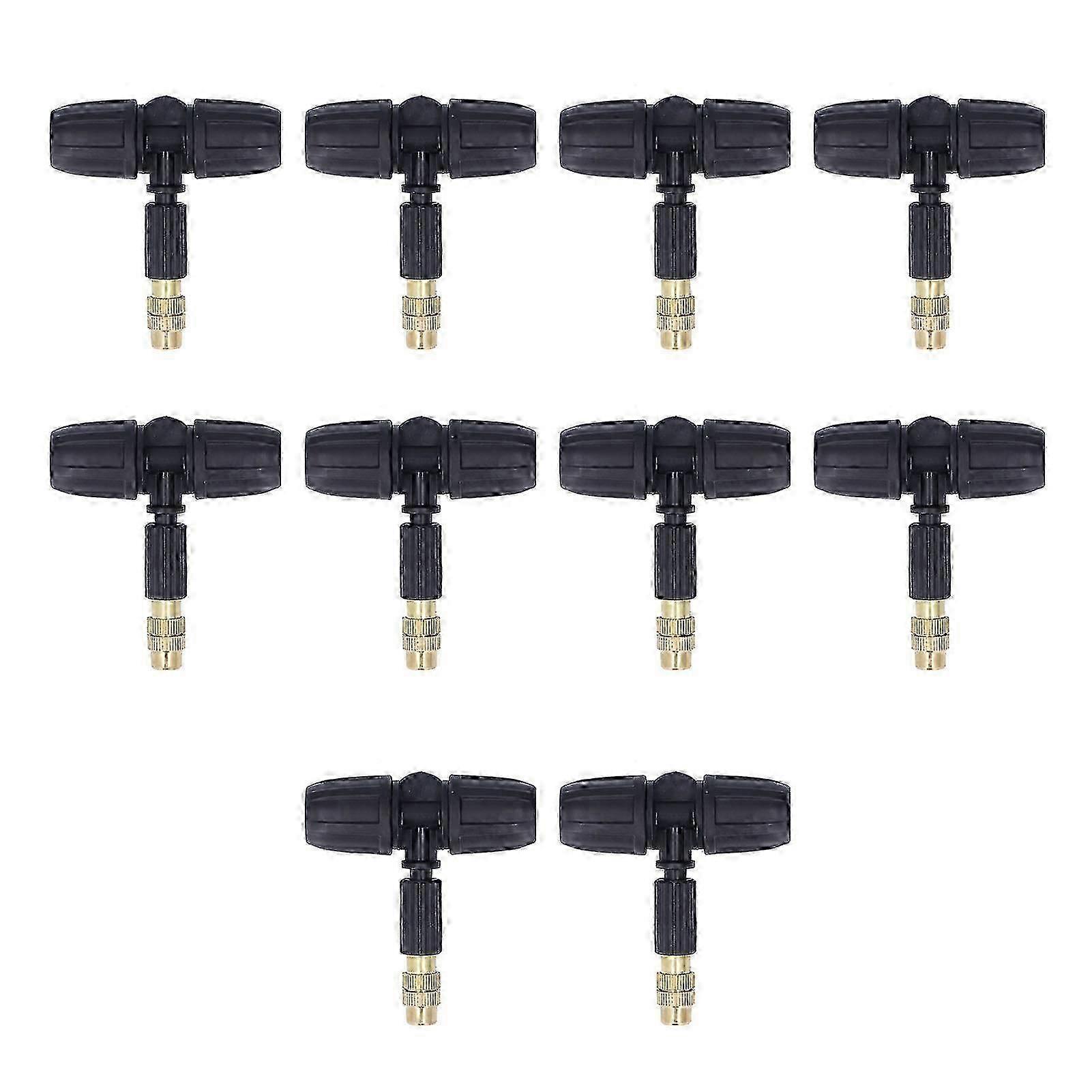 10Pcs Copper Atomizing Nozzles 8/11mm Adjustable Gardening Atomizing Nozzle with Tee Pipes for 8/11mm Capillary