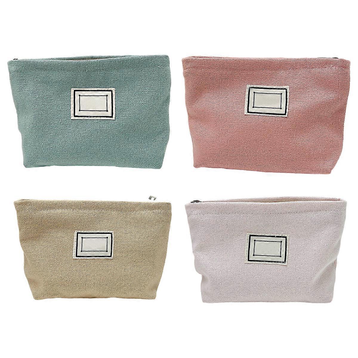 4 Stück Mädchen Macaron Make-up Tasche - Khaki + Rosa + Bohnenpaste Grün + Hellrosa