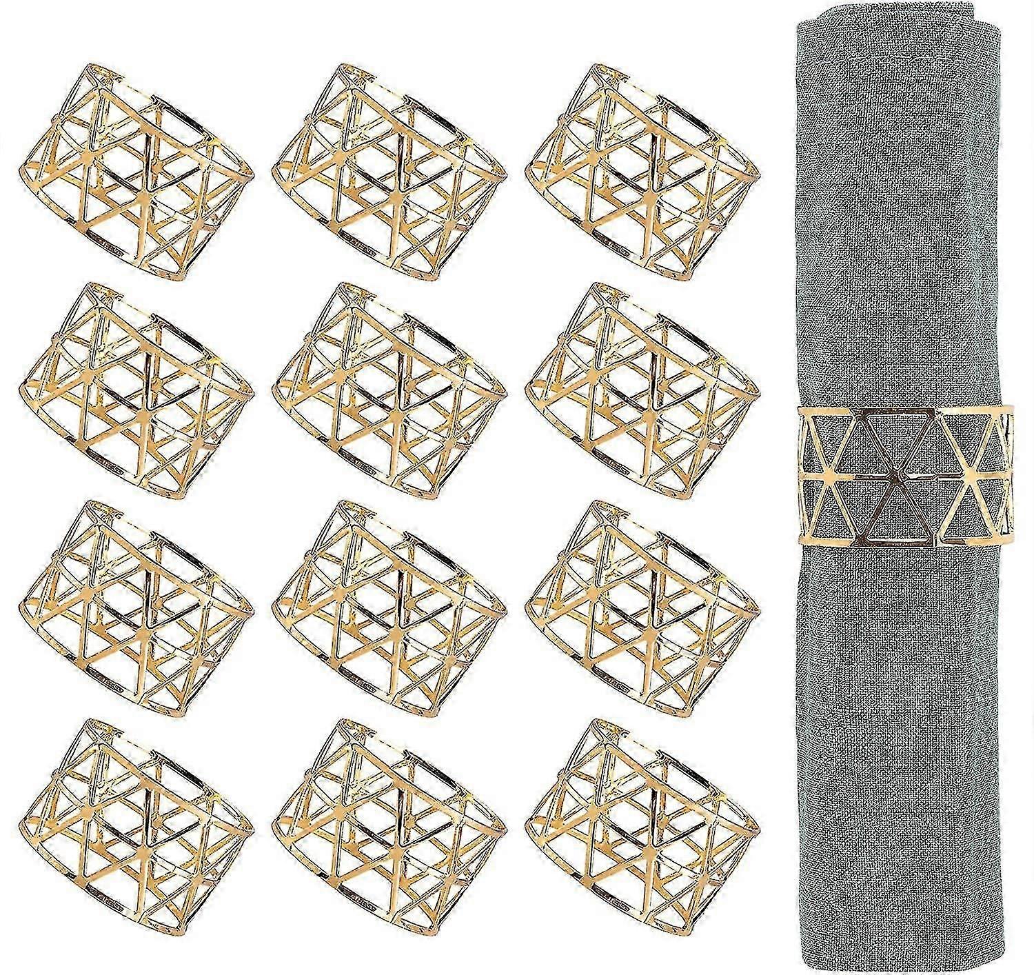 خواتم منديل، 12pcs خواتم منديل الذهب، حاملي خاتم منديل لتناول الطعام