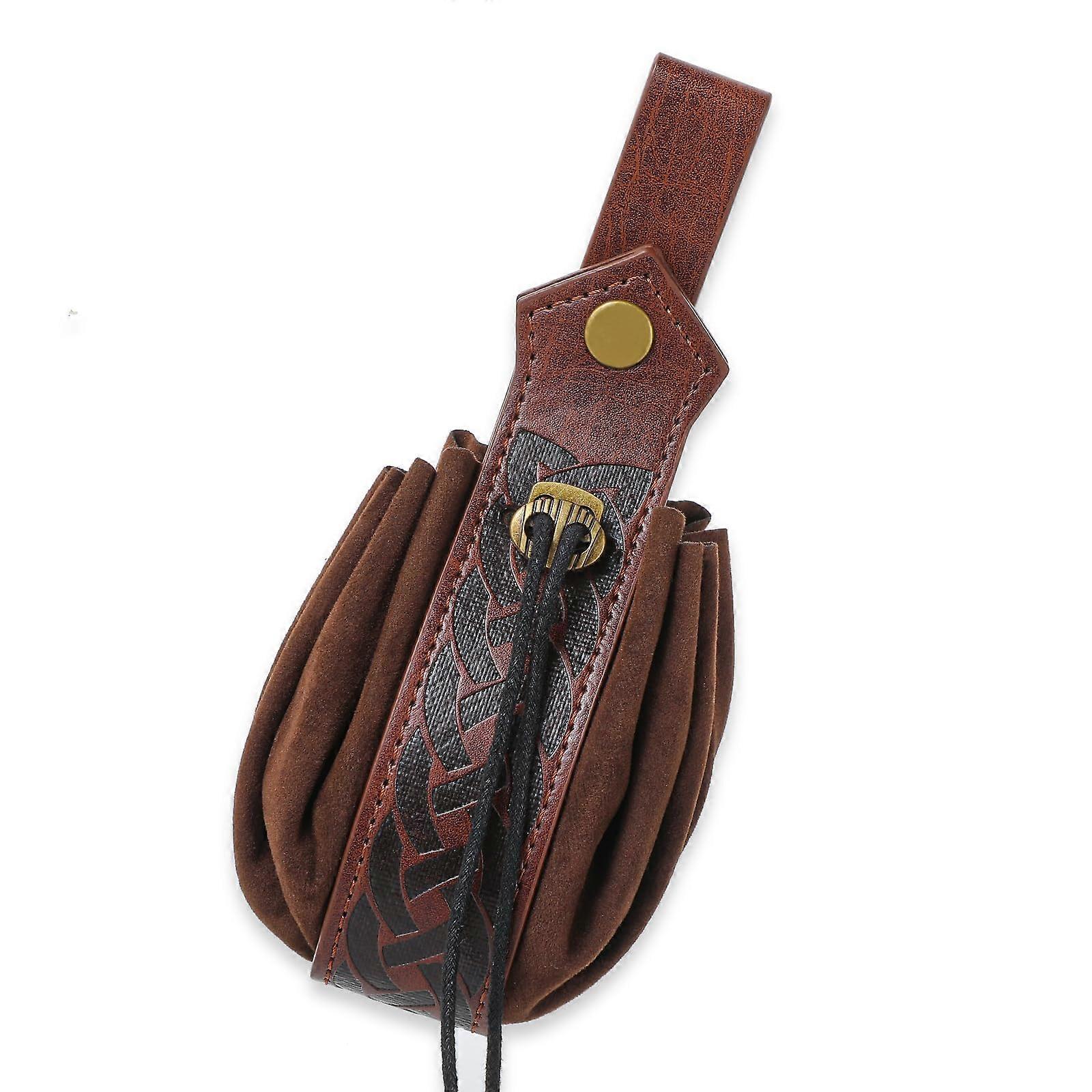 Medieval Faux Leather Pouch for Retro Nordic Costumes, Adjustable Size, Durable Material, Unisex Design