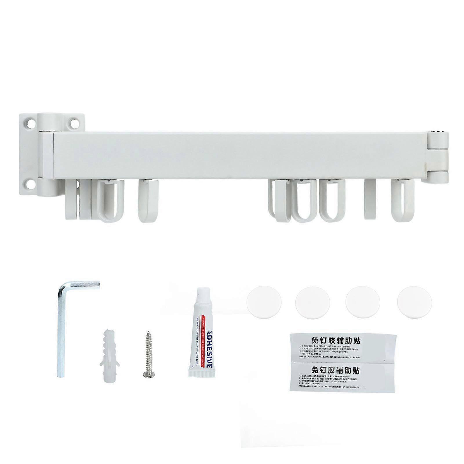 Wall Clothes Drying Rack Retractable Space Saving Rotating Ring Simple Clothes Hanger for Balcony Laundry Room White Two Fold