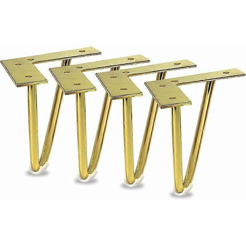Pacote com 4 Pernas de Móveis de Metal Dourado de 6 Polegadas para Armário ou Suporte de TV