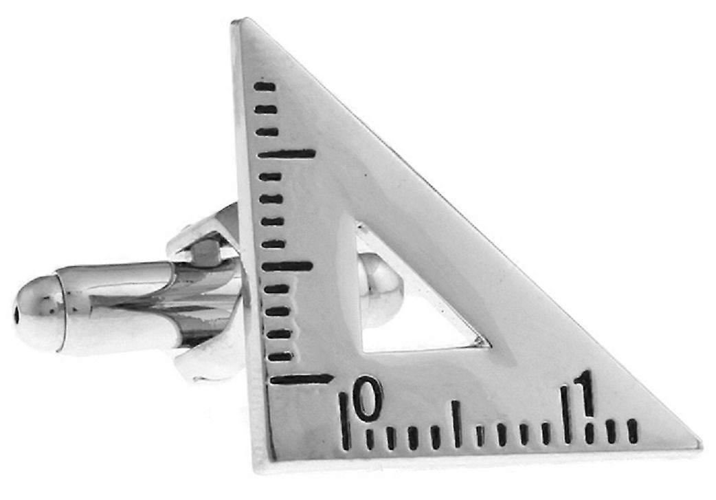 Ruler Triangle Cufflinks Set - Architect Gift Cuff Links with Presentation Box for Men, Silver and Gold Design