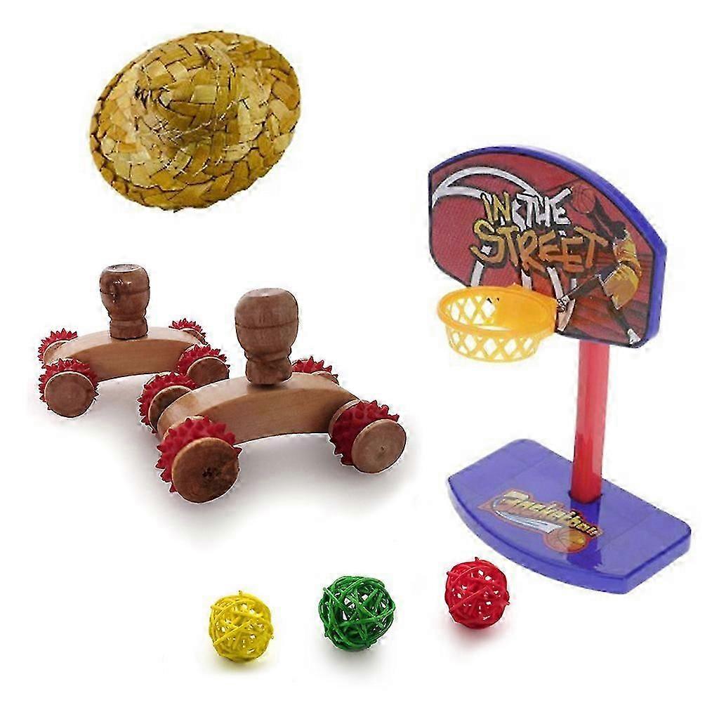 3 Pcs/Set Bird Puzzle Toys Pulley Basketball Stand Hat Parrots Intelligence Toy