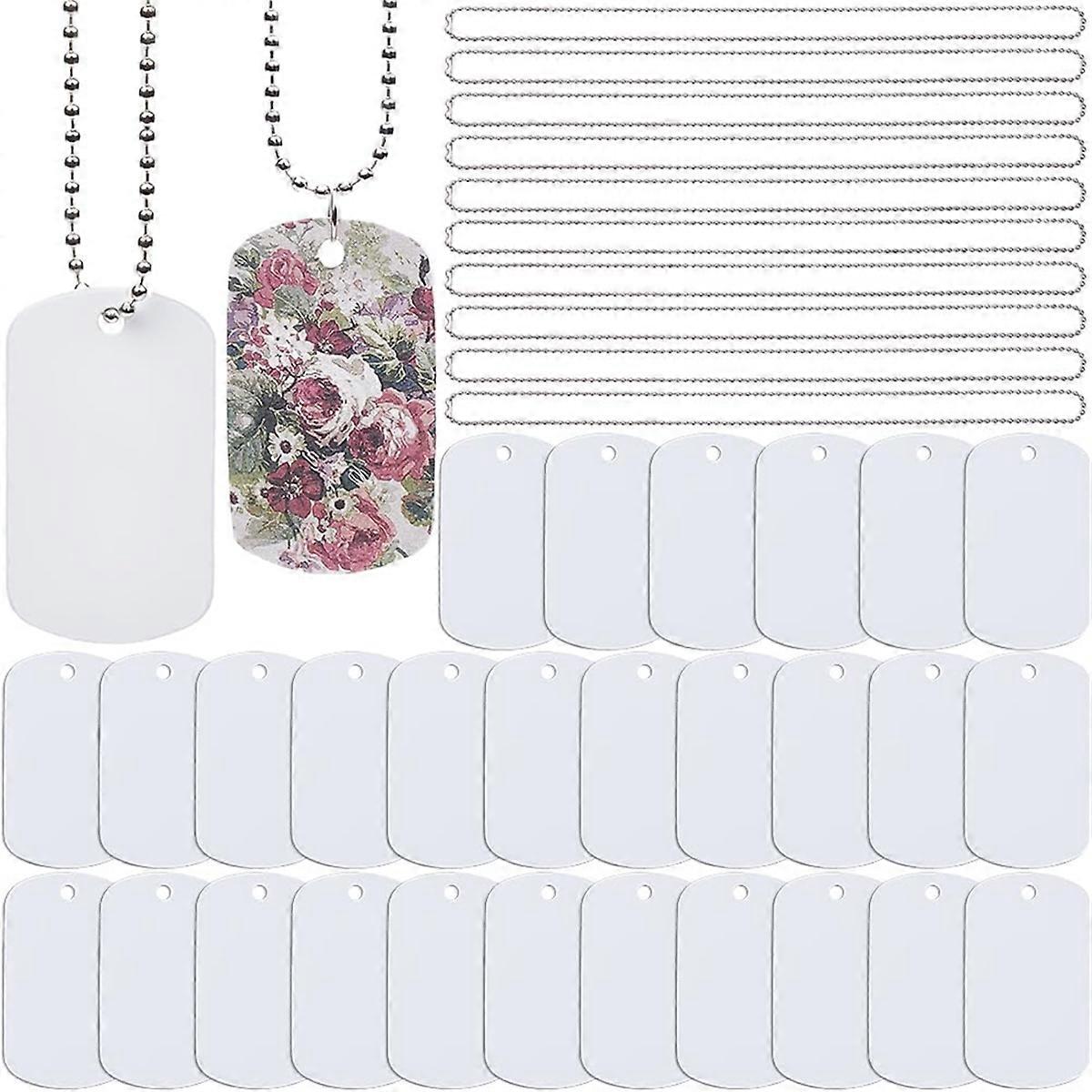 1 Box 45pcs Sublimation Dog Tag Blanks with Chain Heat Transfer Double Sided Sublimation Keychain B