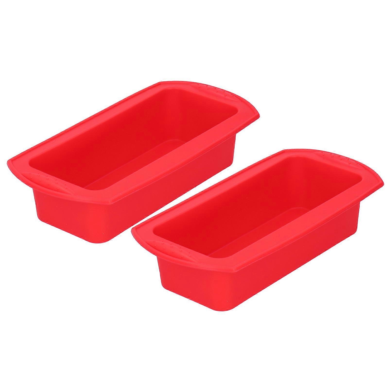 2Pcs Red Rectangle Silicone Cake and Bread Mold, 2lb Capacity