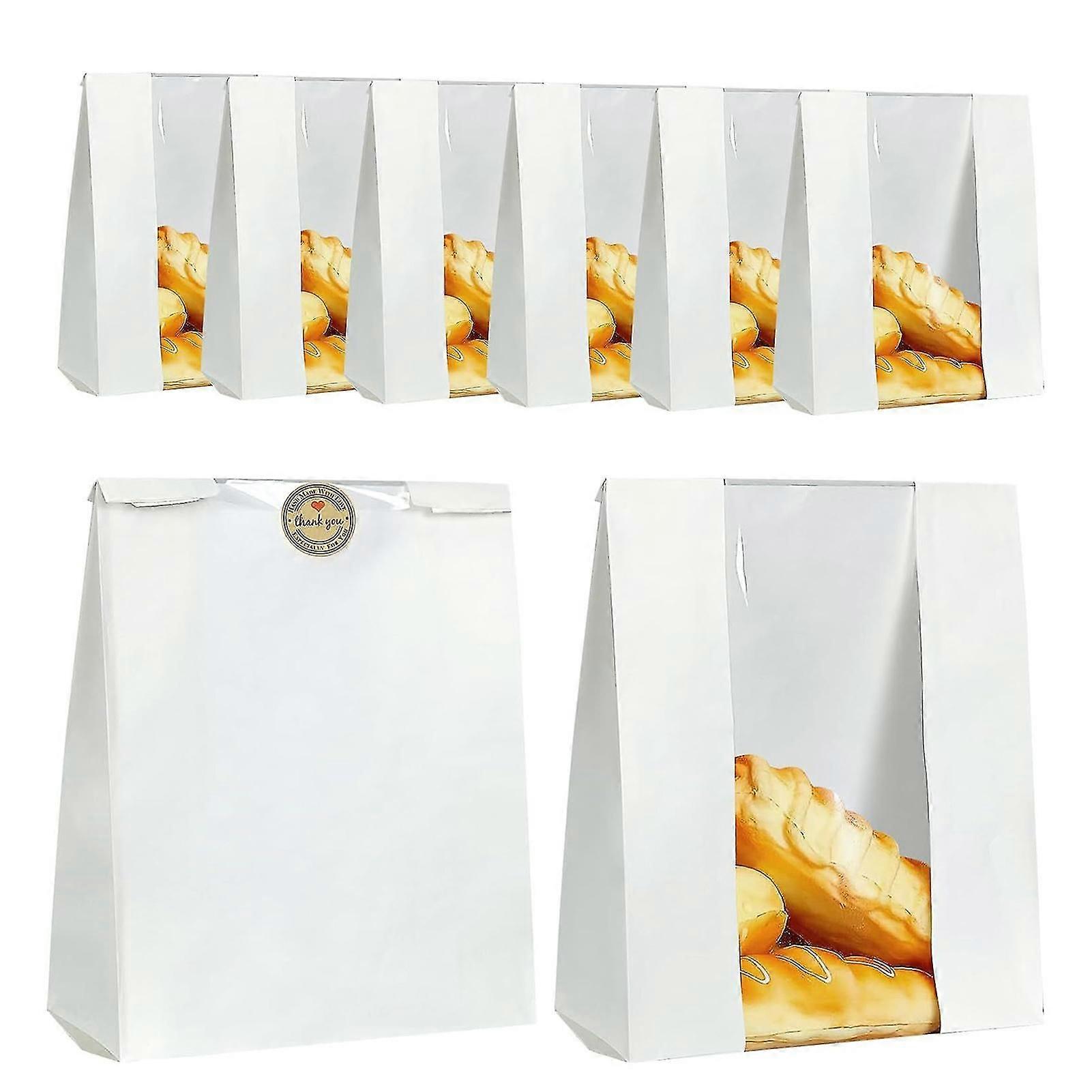 Large Paper Bread Bags with Clear Window Oil-proof Durable Paper Bread Bags for Bakery Shop