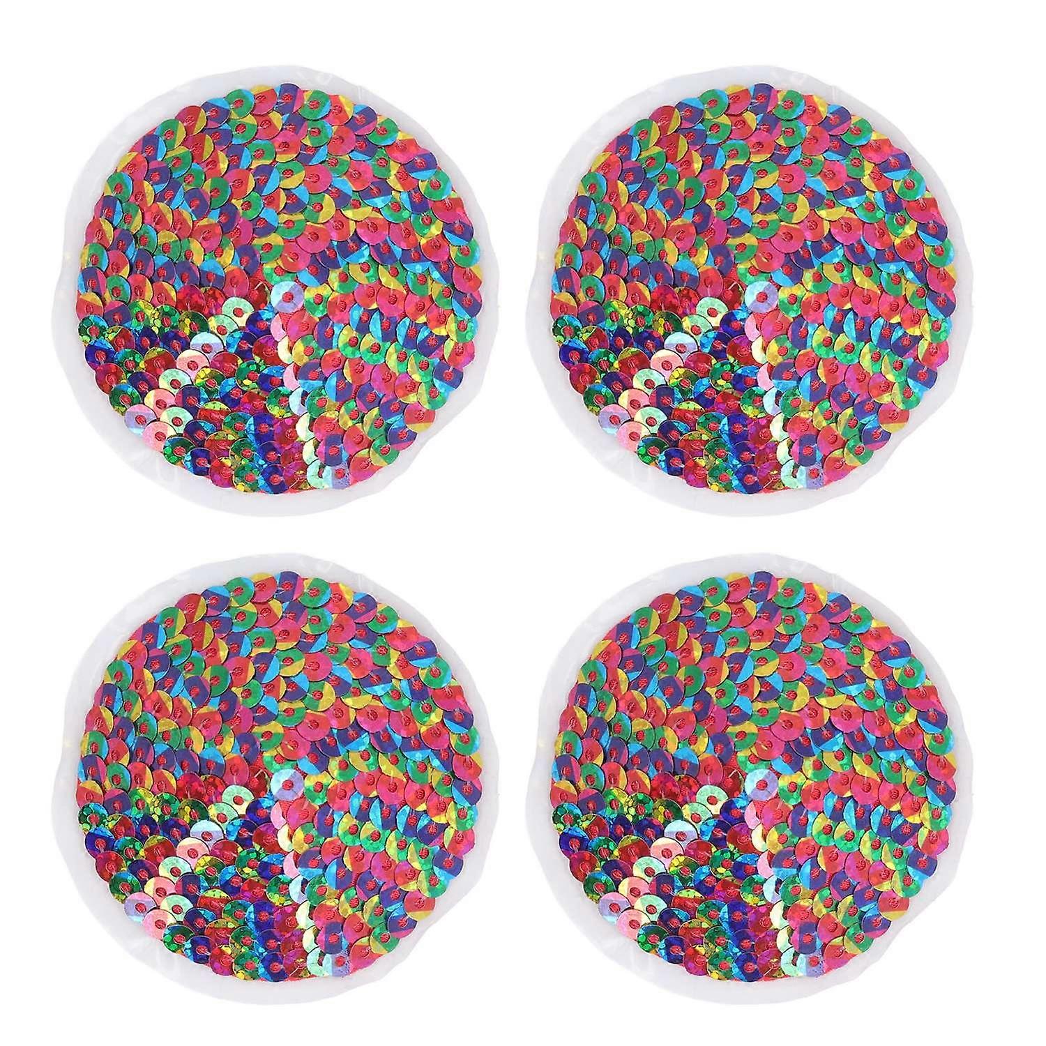 2 Pairs Round Colorful Sequin Nipple Covers Adhesive Nipple Bra Sticker Cover Pads for Festivals Lin