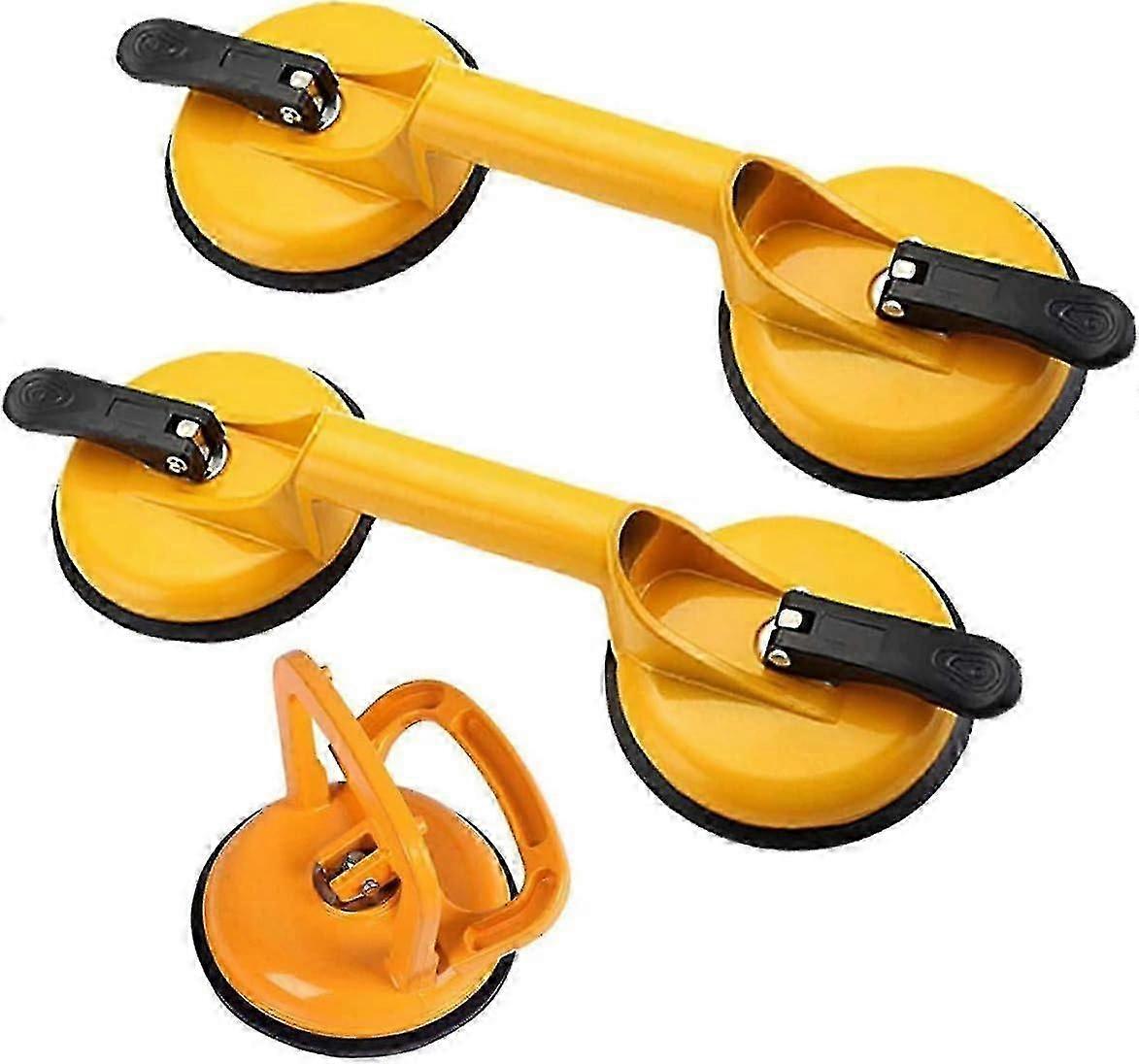 3 كأس شفط البلاط - رافع كأس شفط الجسم 2 كوب شفط مزدوج من الألومنيوم و 1 كوب شفط أحادي الشق للبلاط والزجاج والرخام والأرضيات والسلس