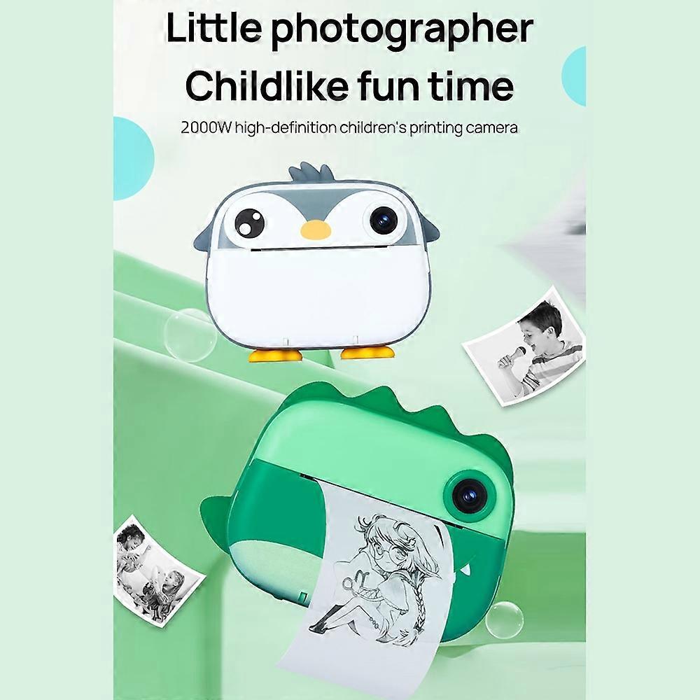 Kids Camera Instant Thermal Printer 2.4 Inch Screen Dual Camera Support Timer Shooting 1080P Video R