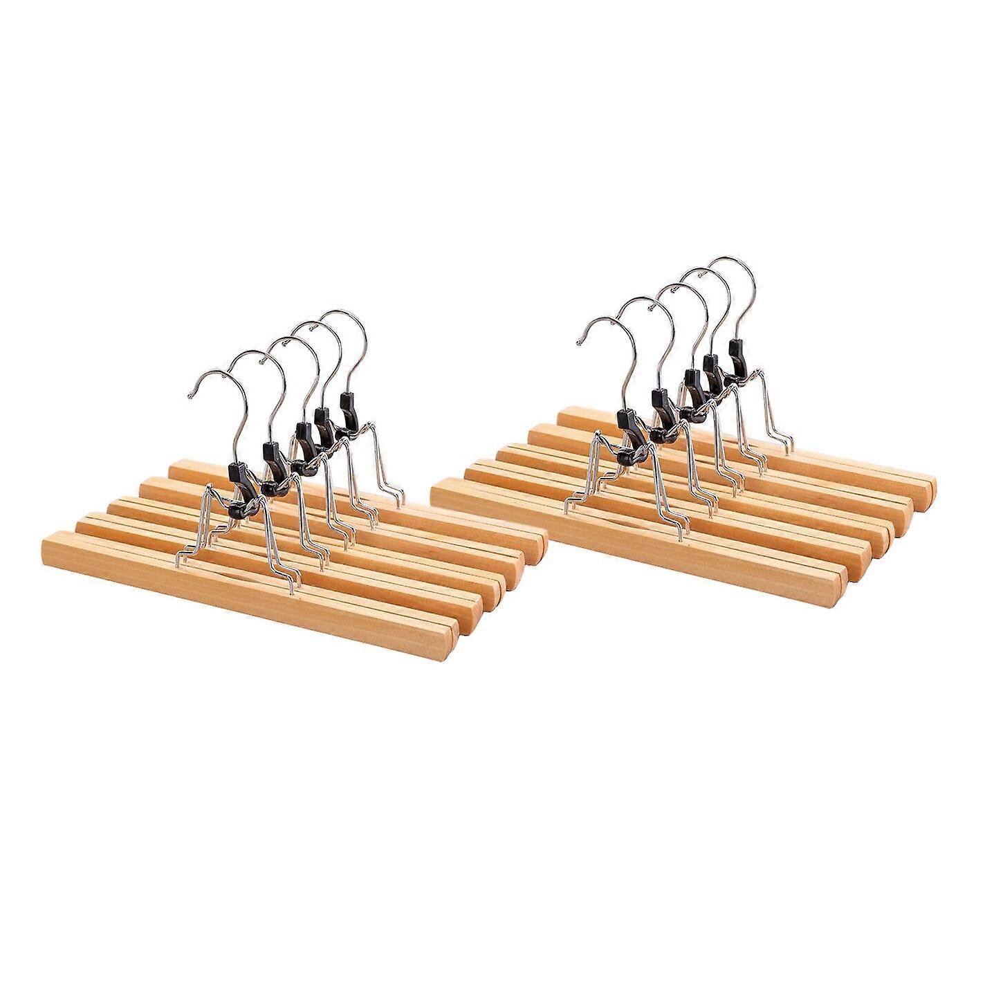 10 Pcs Grade Wooden Pants Hanger with Clips with 360° Swivel Hook