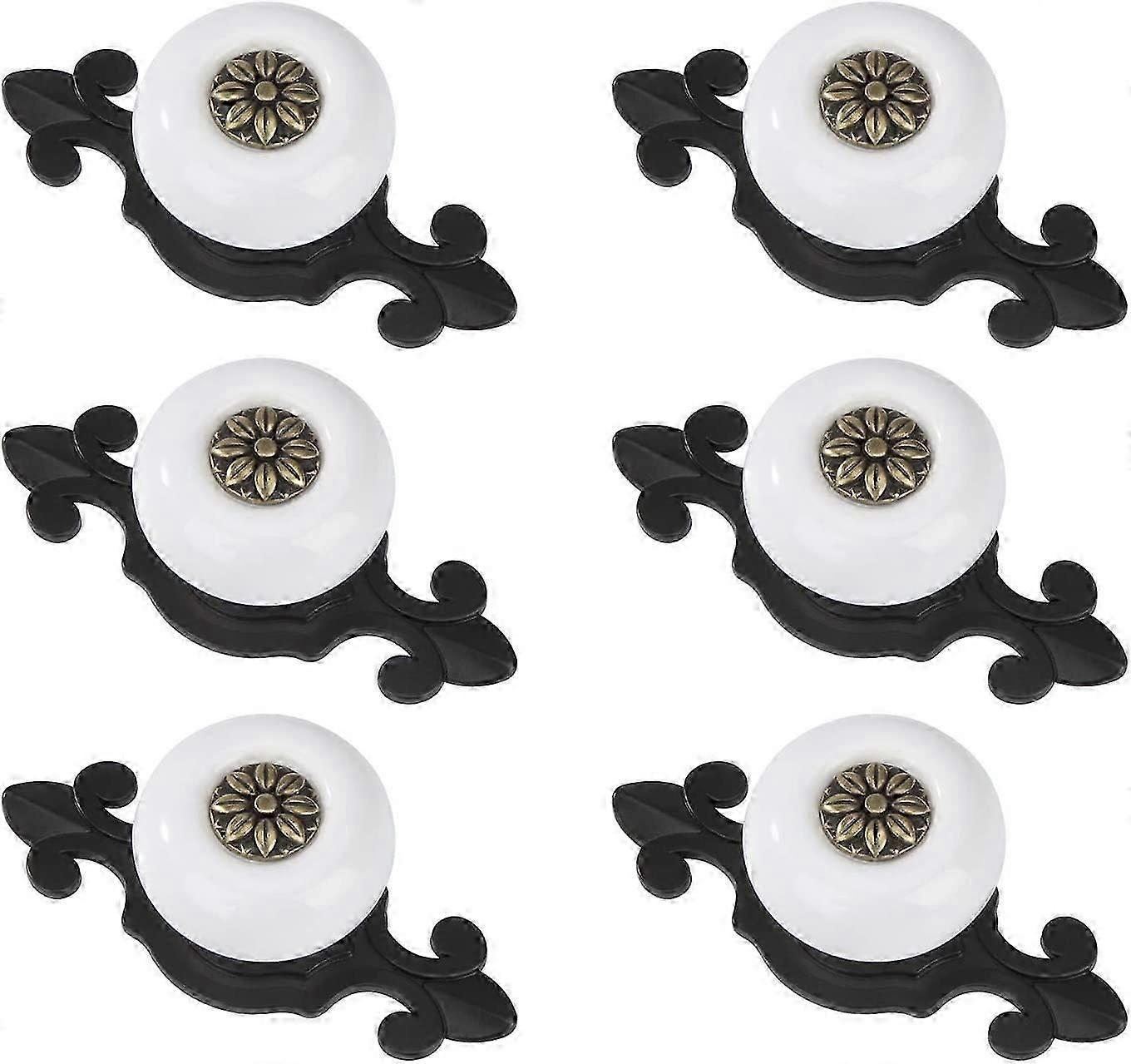 Round Door Knobs Vintage Drawer Knobs Drawer Pulls  Furniture 6pcs Black and White