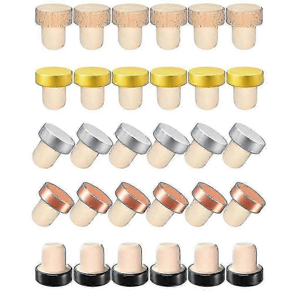 30pcs 와인 병 코르크 마개 T 자형 와인 마개 시음 코르크 교체 재사용 가능한 코르크 유리 B
