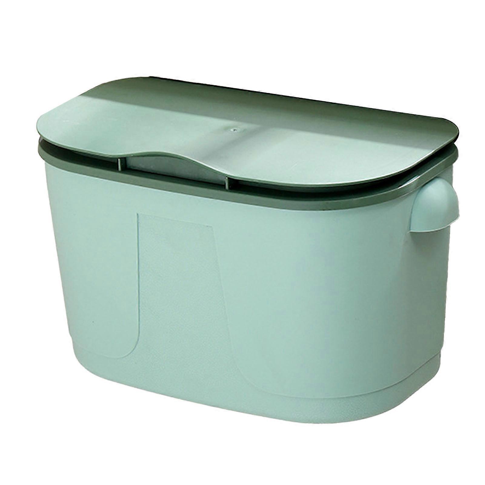 Hanging Trash Can Wall Mounted Collapsible Garbage Waste Bin Space Saving Can with Cover Cap Green