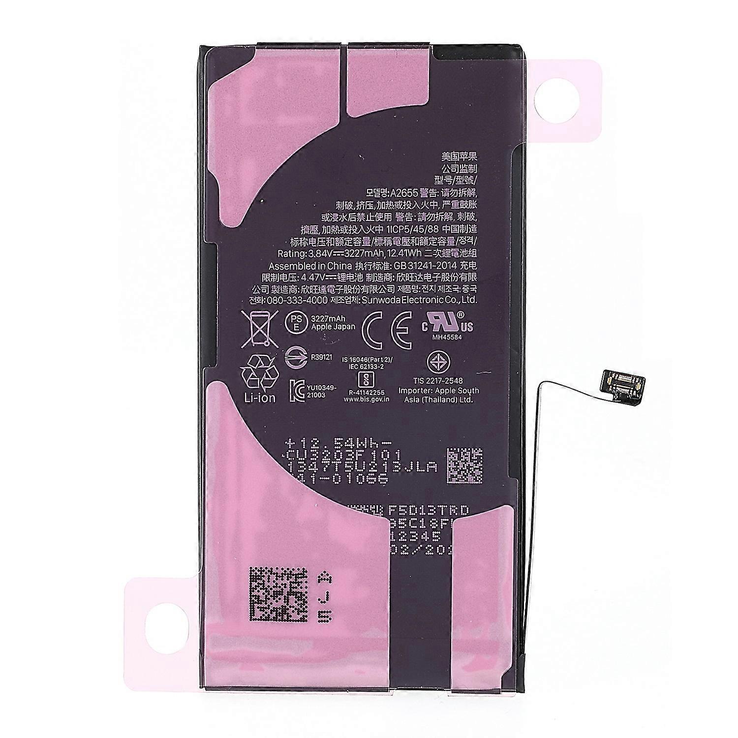 For iPhone 13 3.84V 3227mAh Rechargeable Li-Ion Battery + Battery Sticker Replacement Part (Supports