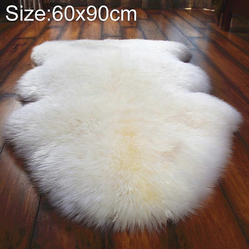 Wool Sofa Cushion Fur Full Sheepskin Carpet Window Decoration Mat, Size: 60x90cm(White)
