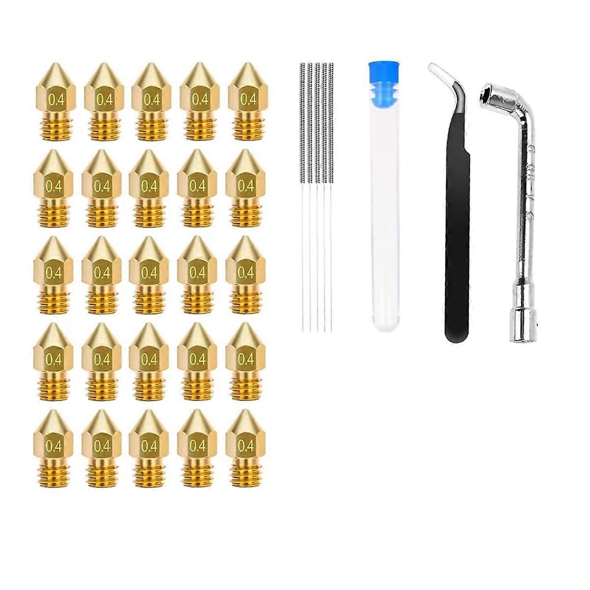 25PCS MK8 Nozzles 0.4mm, 3D Printer Brass Nozzles, 3 Nozzle