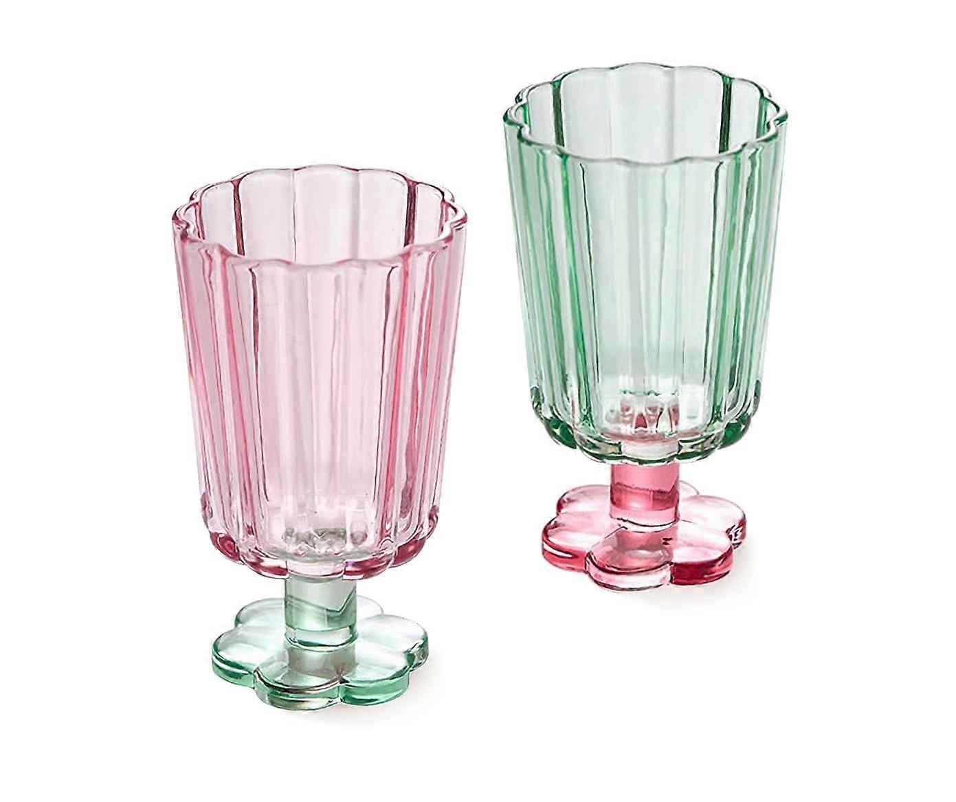 2 Set Tall Ripple Drinking Glasses for Juice and Ice Cream