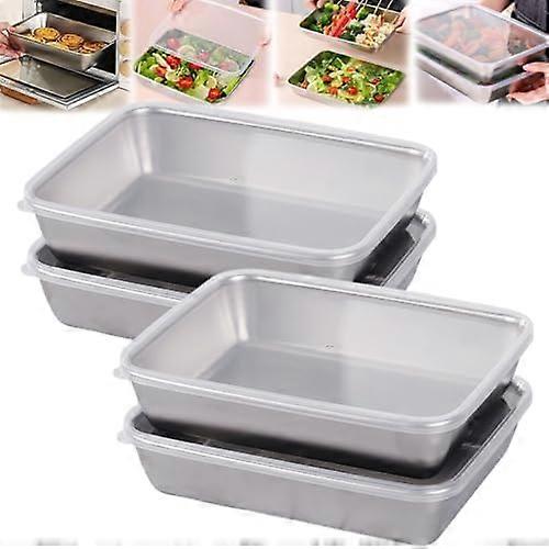 4 Pcs Japanese-Style Thickened Square Plate with Lid for Baking Large Size