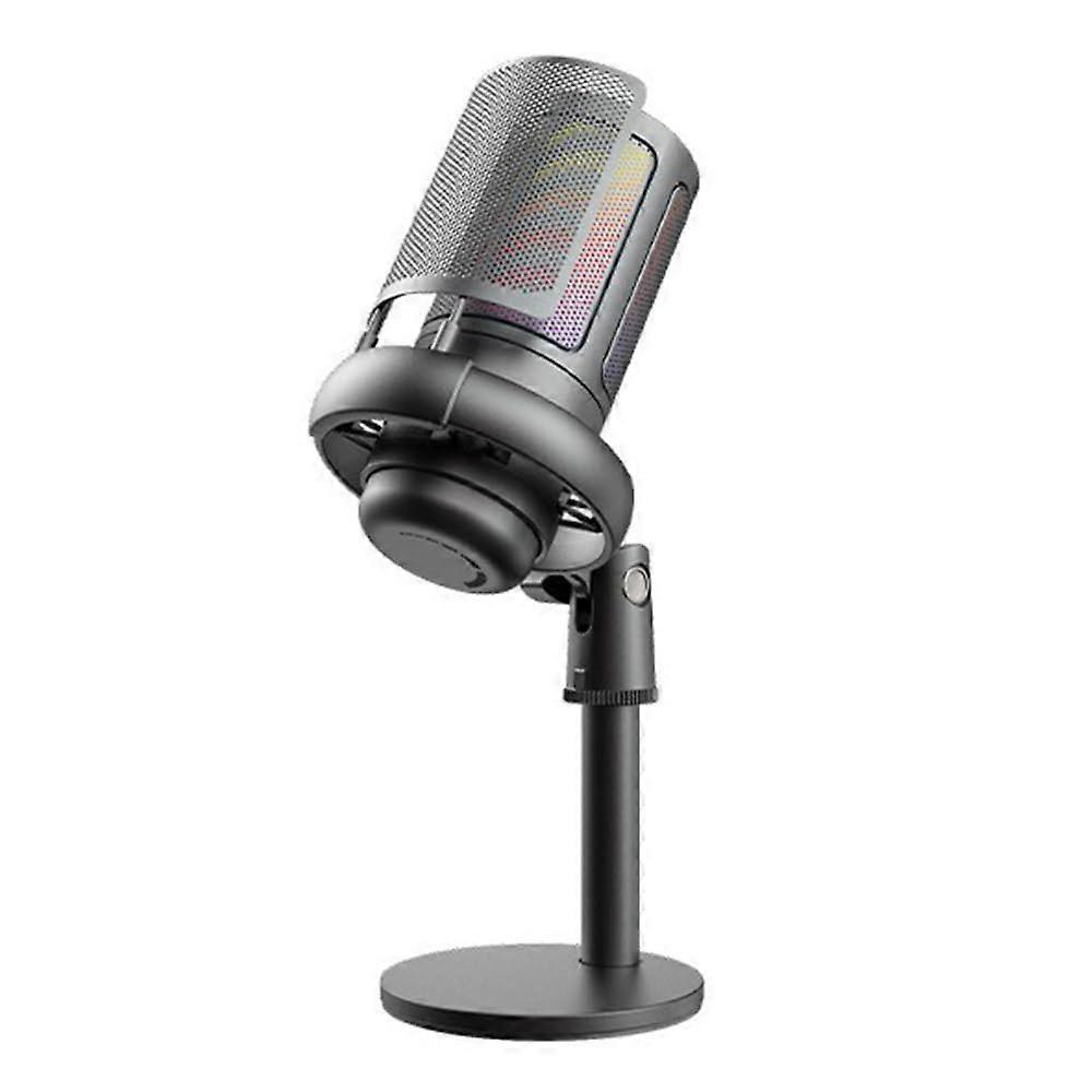 USB RGB Microphone Computer Mic Kit with Tod Real-time Monitoring Plug & Play One Key to Mute and Gain Knob for Gaming/Meeting
