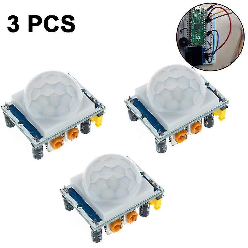 3PCS HC-SR501 PIR Sensore di movimento Sensore IR a infrarossi Modulo rilevatore del corpo umano