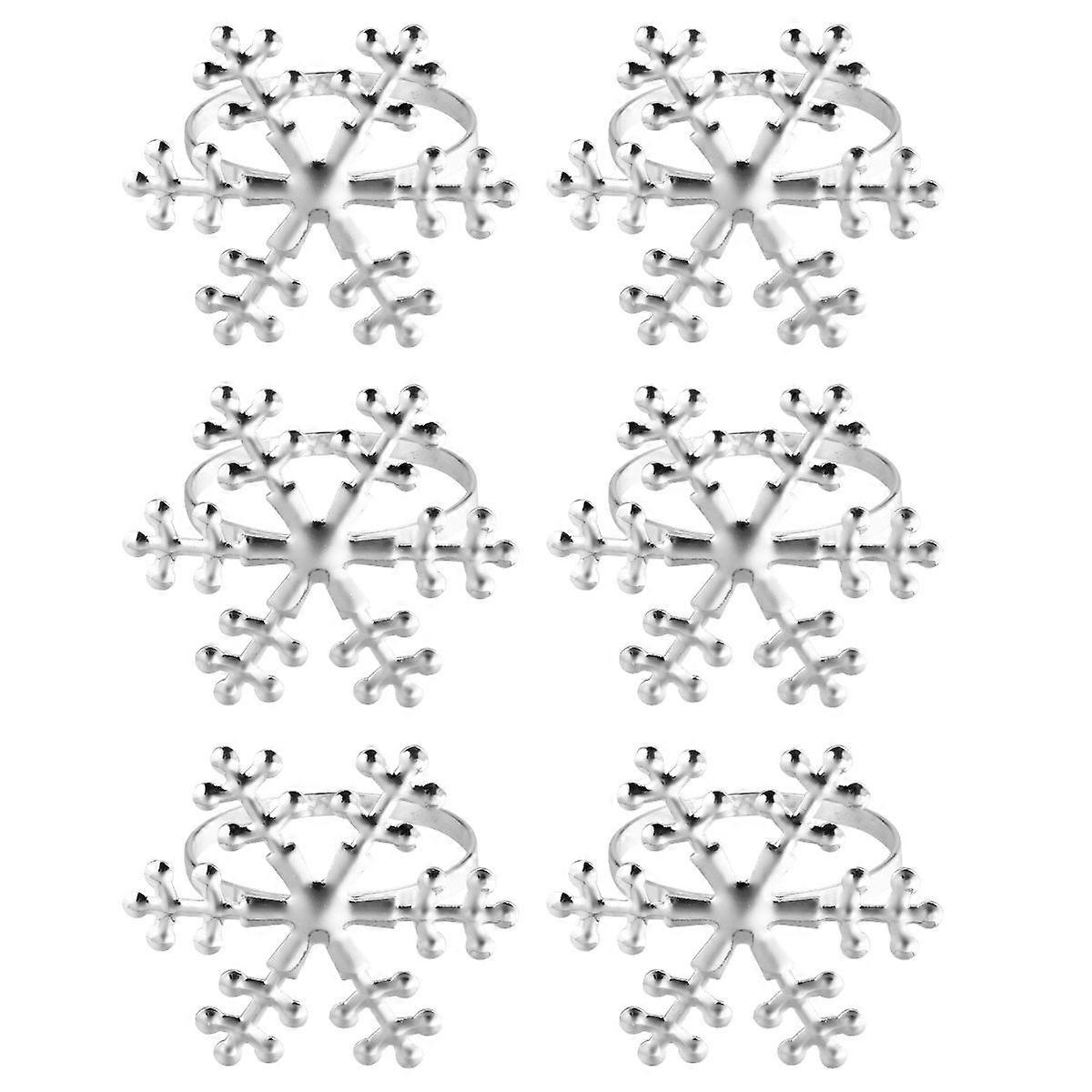 6 Pcs Christmas Snowflake Shaped Napkin Rings Dinning Table Setting