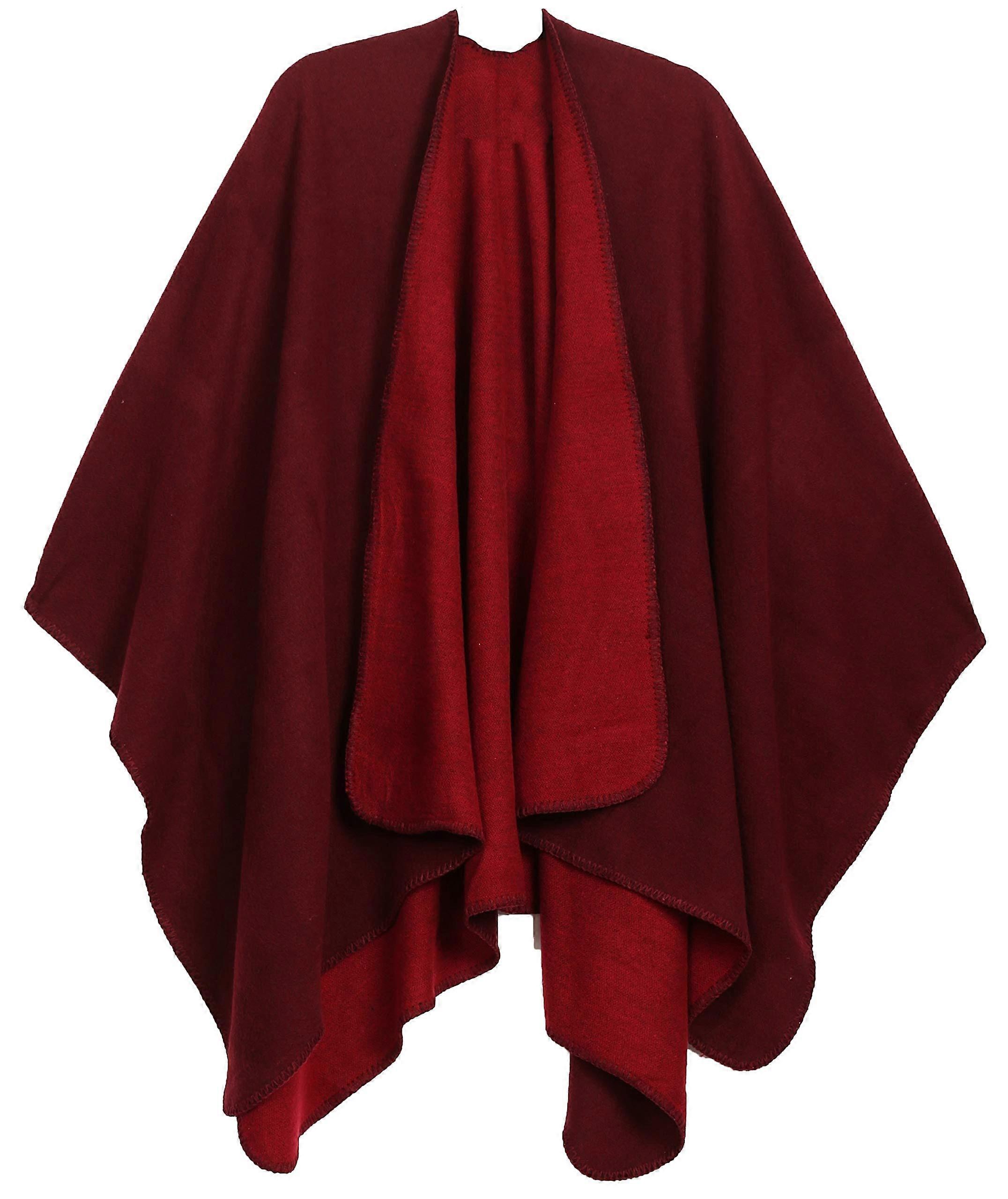 Mari Women's Reversible Big Poncho Shawl Wraps Scarf Cape Ruana Blanket Reversible Poncho Shawl, Oversized Cape Ruana