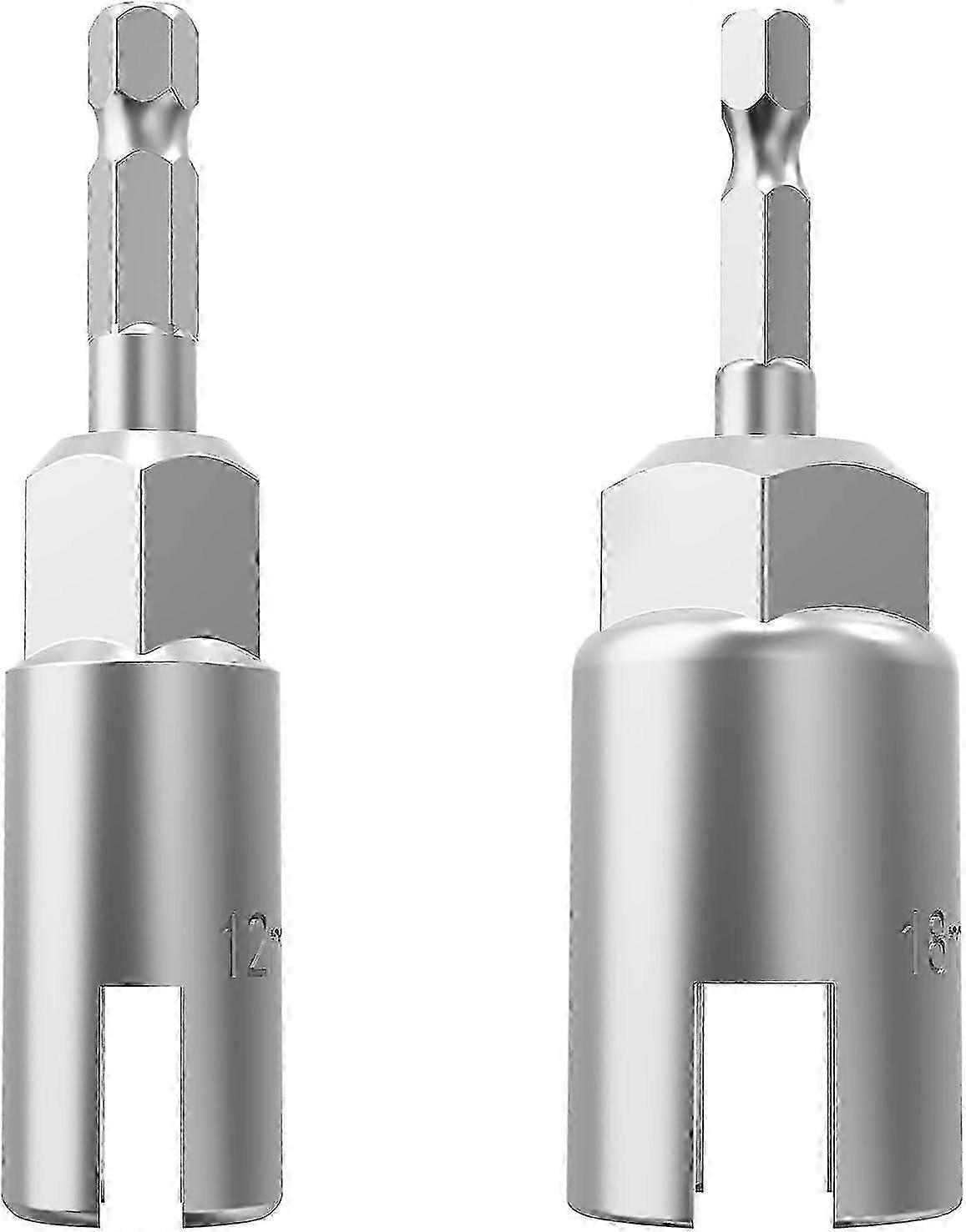 2pcs 1/4" Hex Shank Nut Driver, Wing Nuts, Socket Wrench, Bits for Panel Nuts, Screws, Grommets, C-Hooks (2 Pack, 2 Sizes(12mm, 18mm))