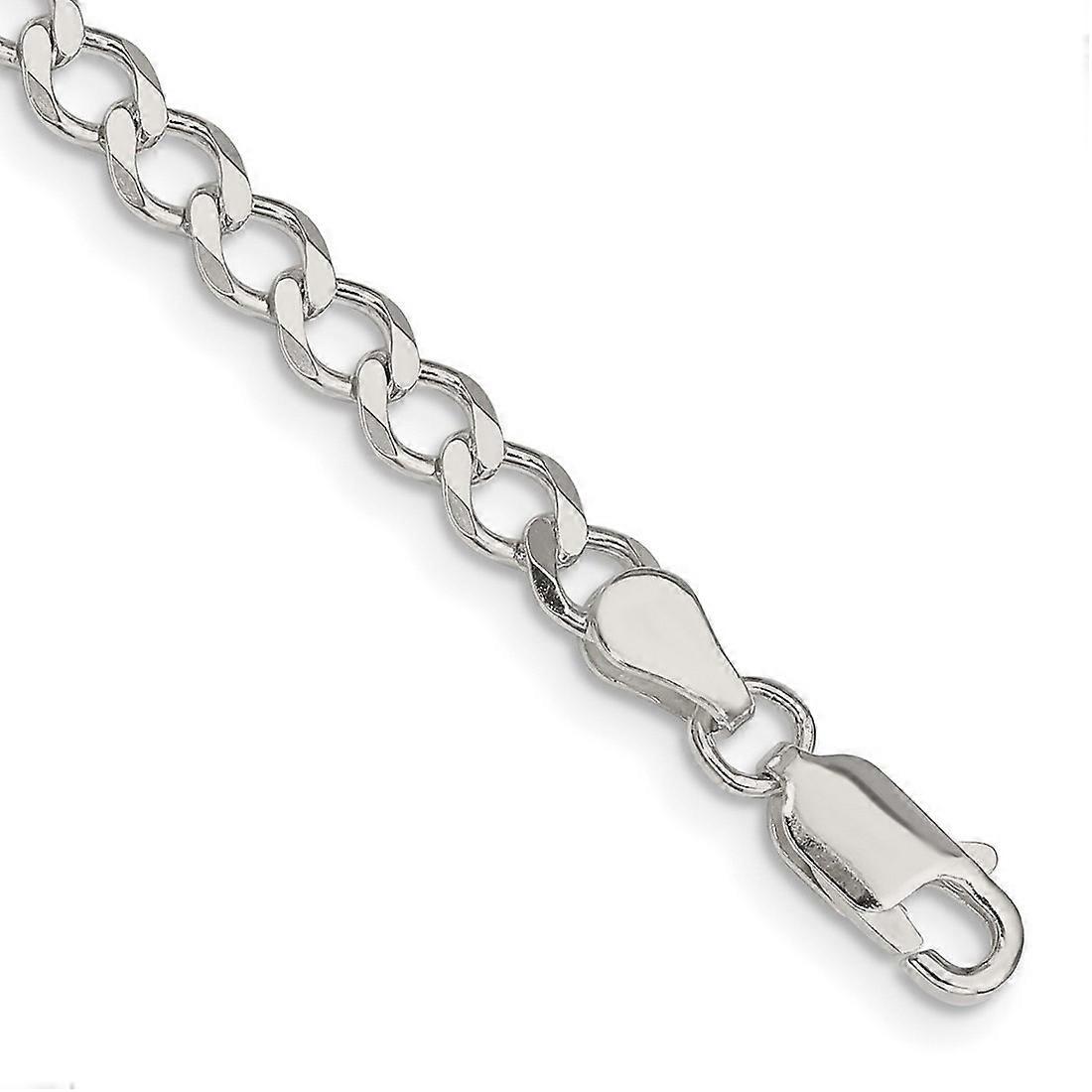 925スターリングシルバー4.5mmポリッシュフラット縁石チェーンブレスレットリンクブレスレット女性と男性用-長さ:7〜8