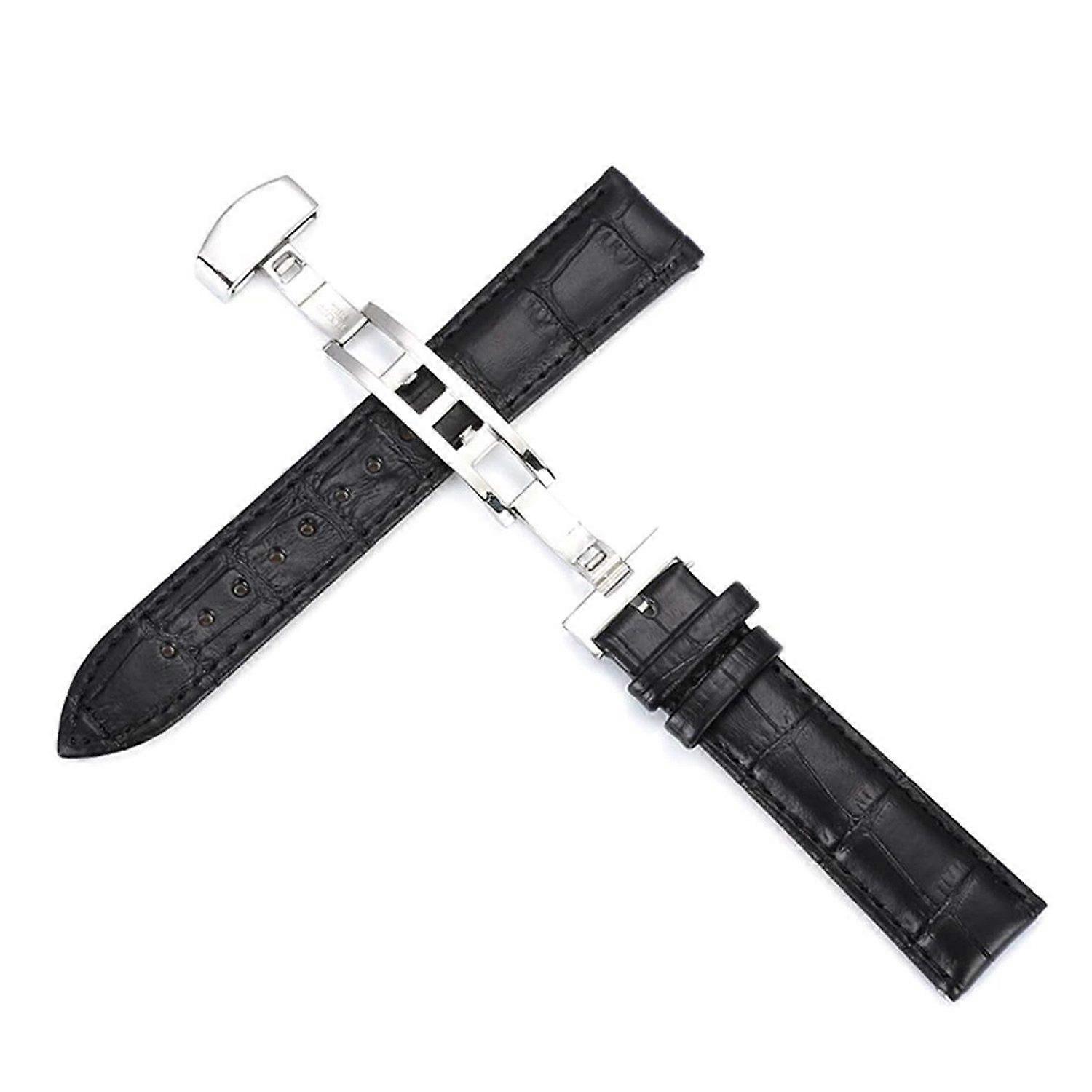 Leather watch strap replacement straps for watches black elegant durable stylish classic