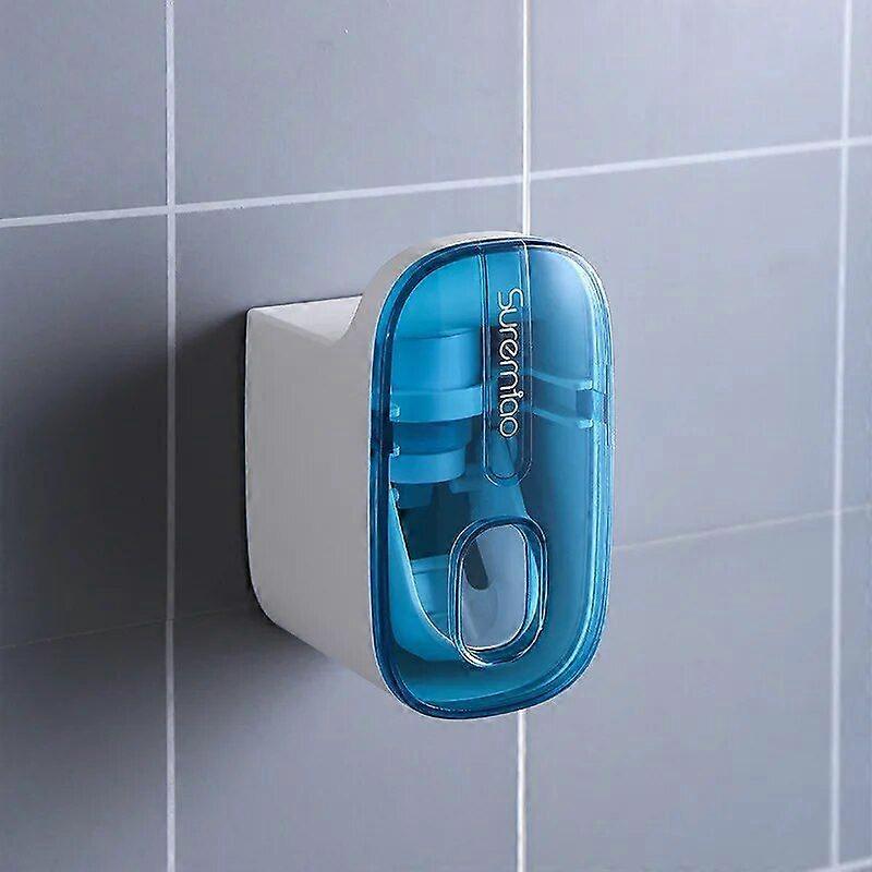 Automatic Toothpaste Dispenser Bathroom Accessorie Wall Mount Lazy Dust-proof Toothpaste Squeezer Toothbrush Holder Storage Rack
