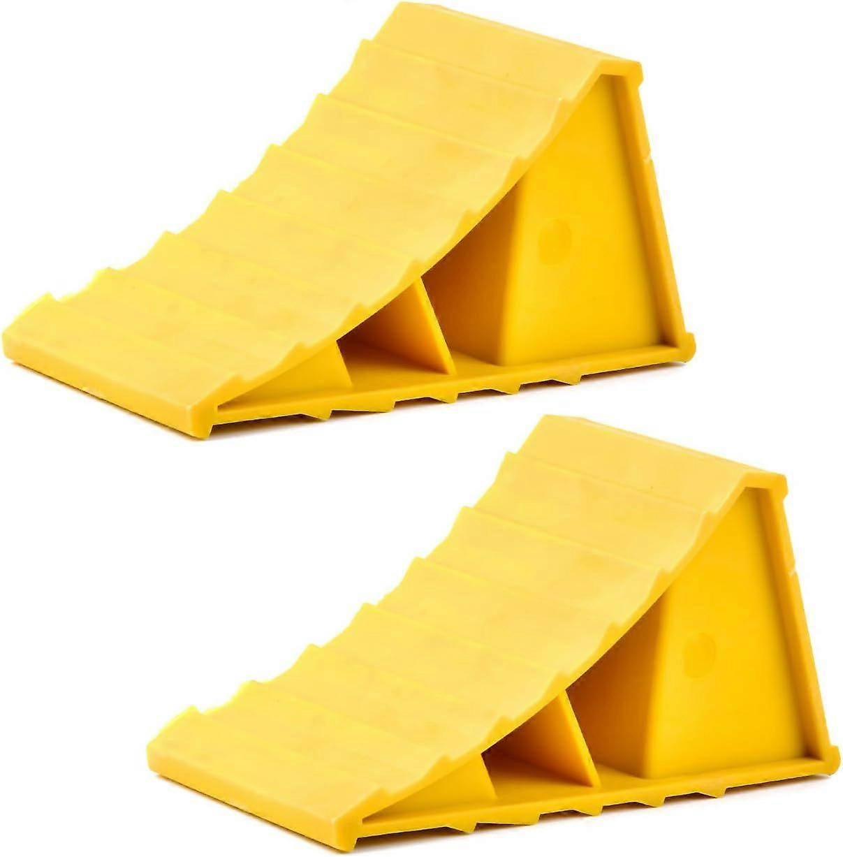 Wheel Chock, 2 Pieces Anti-Slip Block, Wheel Chocks, Car Wheel Chock, Car Wheel Chock, for Caravan, Motorhome, Car, Motorcycle, Horsebox Yellow