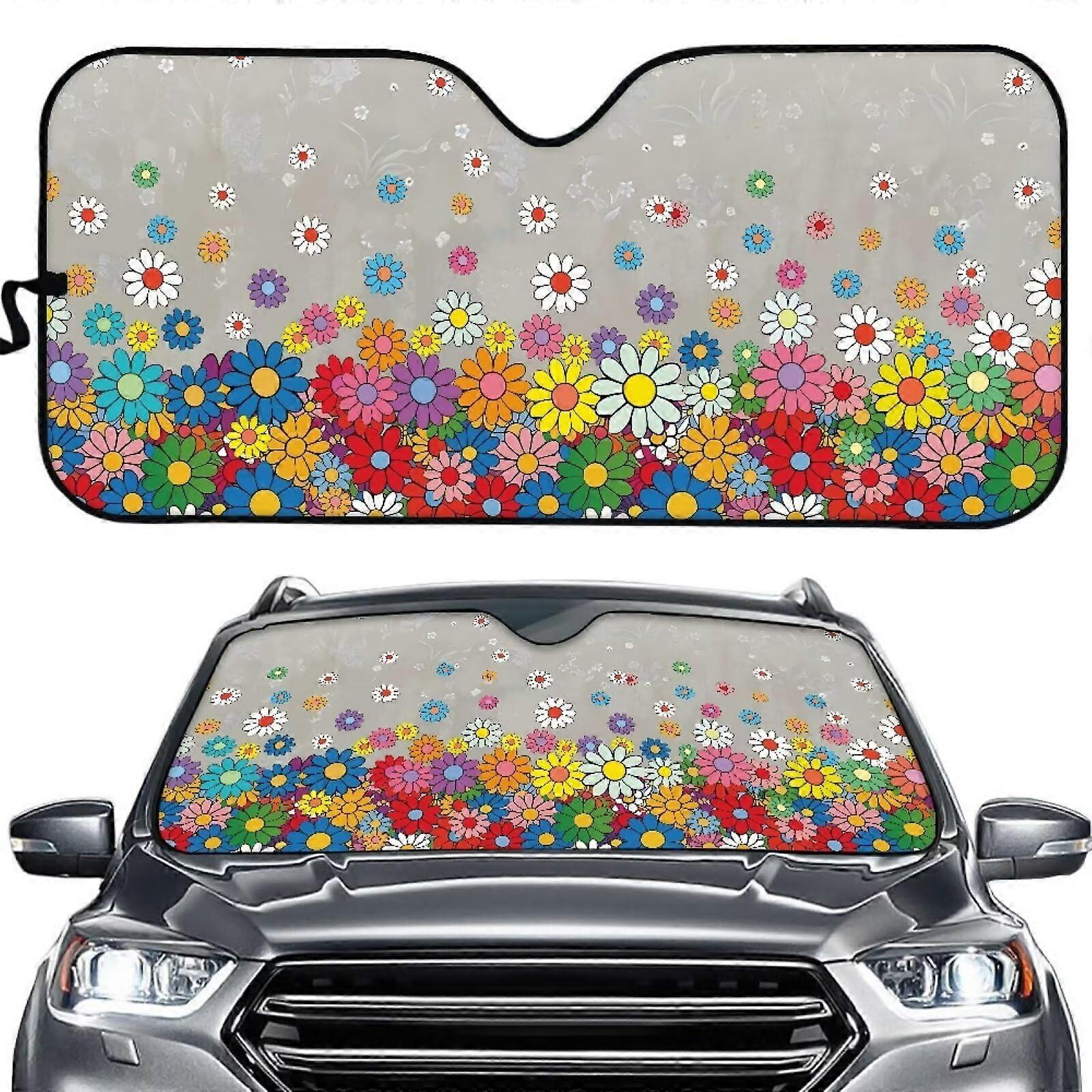 Hippie Flower Car Windshield Sunshade UV Protector Shields Auto Accessories Keeps Cooler