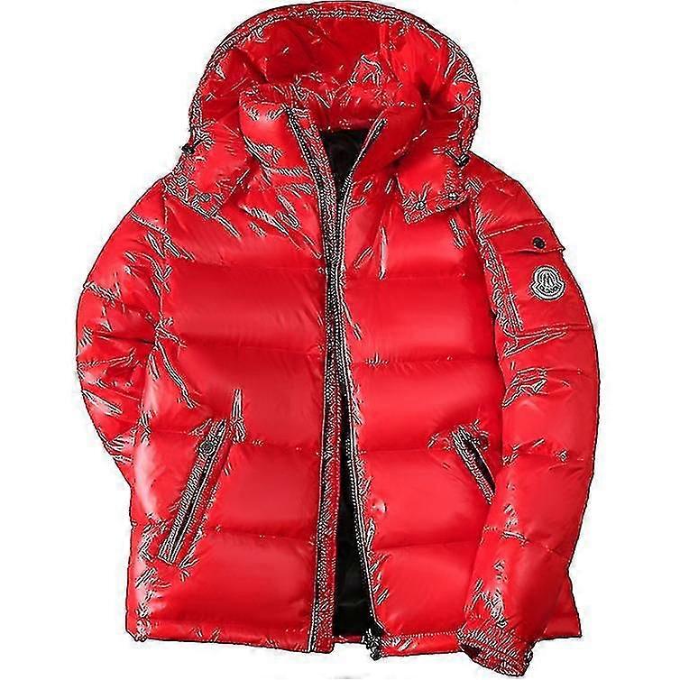 Men Shiny Down Jacket Men's Winter Jacket Stand Collar Down Jacket With Hood