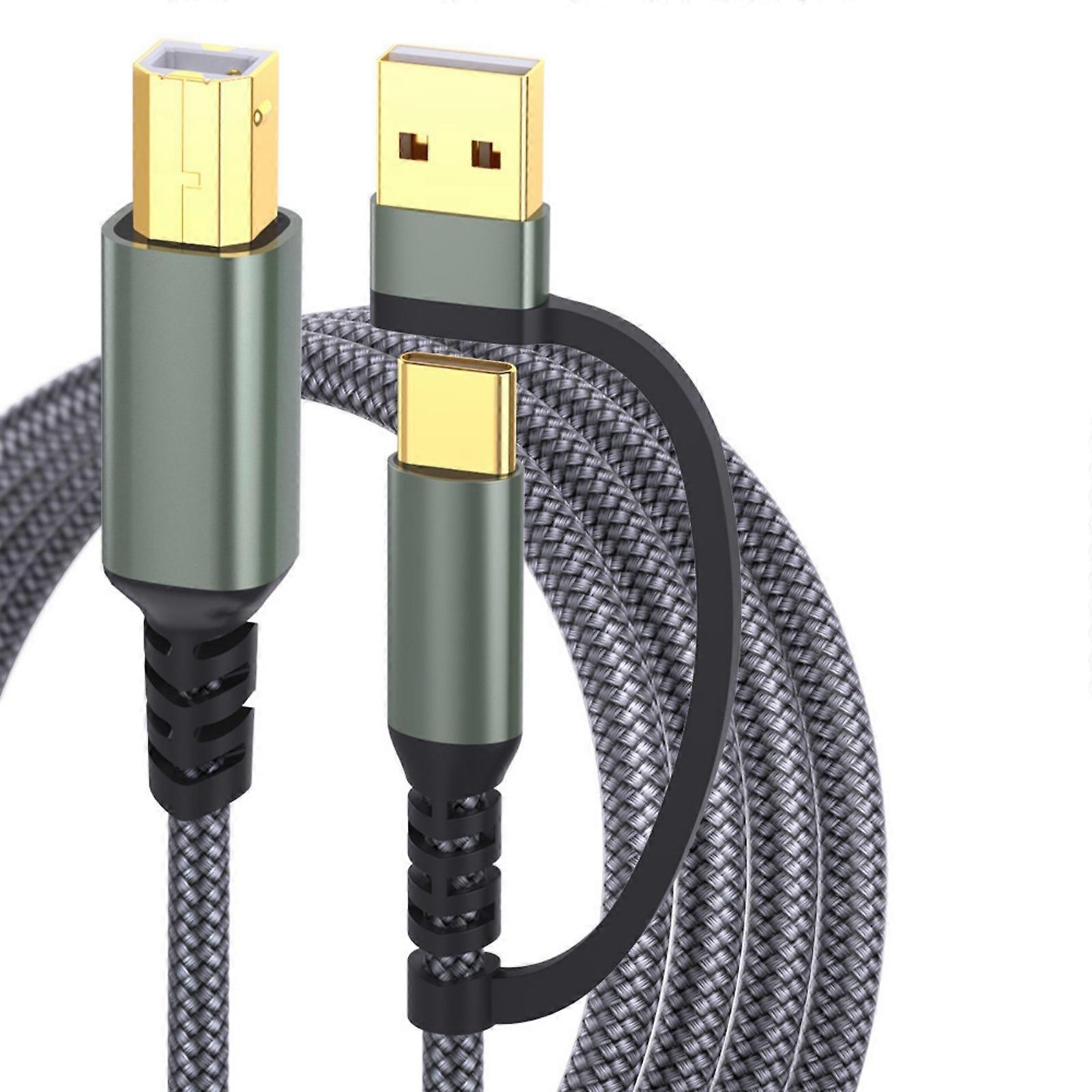 Hızlı Hızlı Yazıcı Kablosu, Erkek USB Tip C - Erkek USB B Kablosu Yazıcılar Tarayıcılar ve PC Gri Arasında Verimli Veri Aktarımı