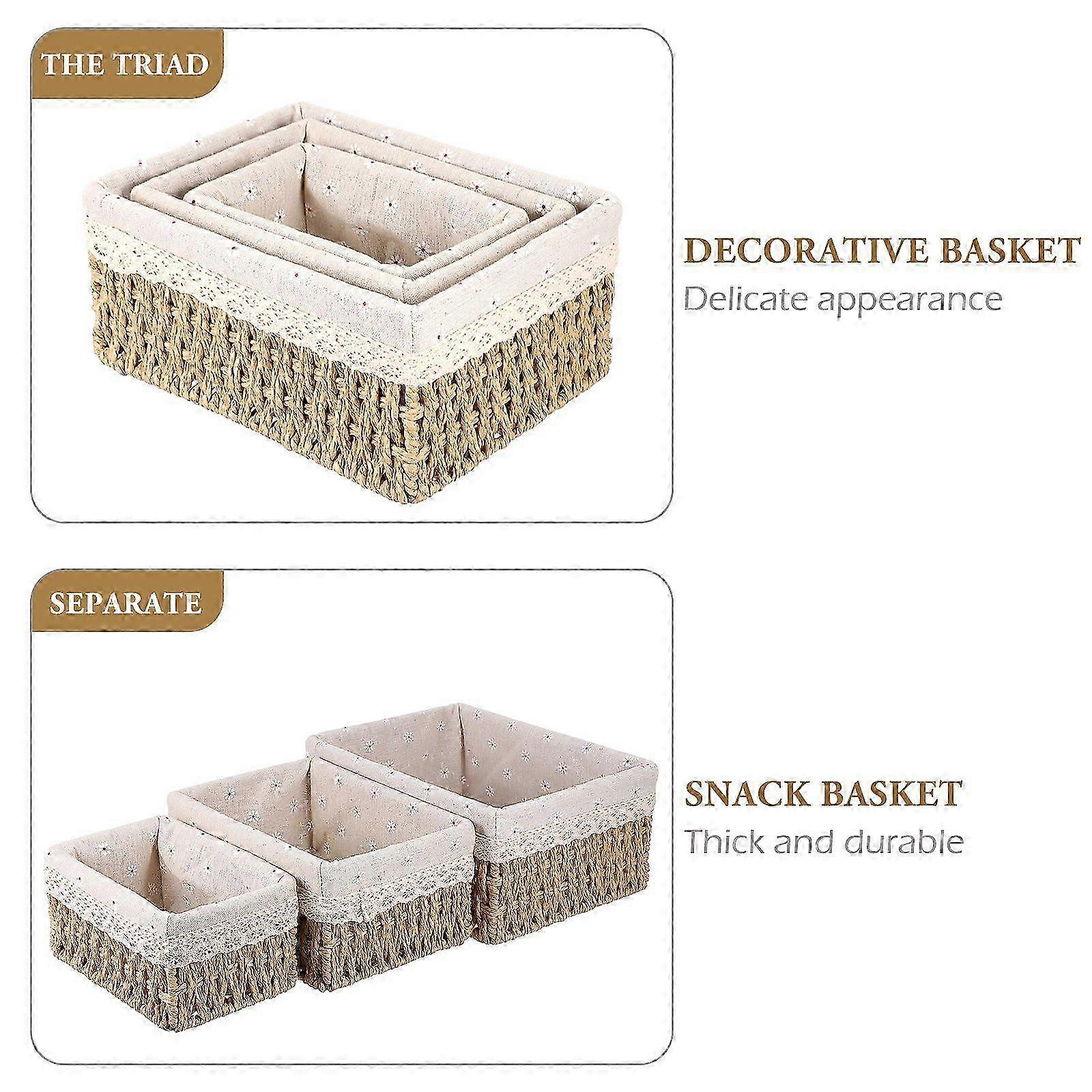 Rattan Woven Storage Baskets for Desktops Organized