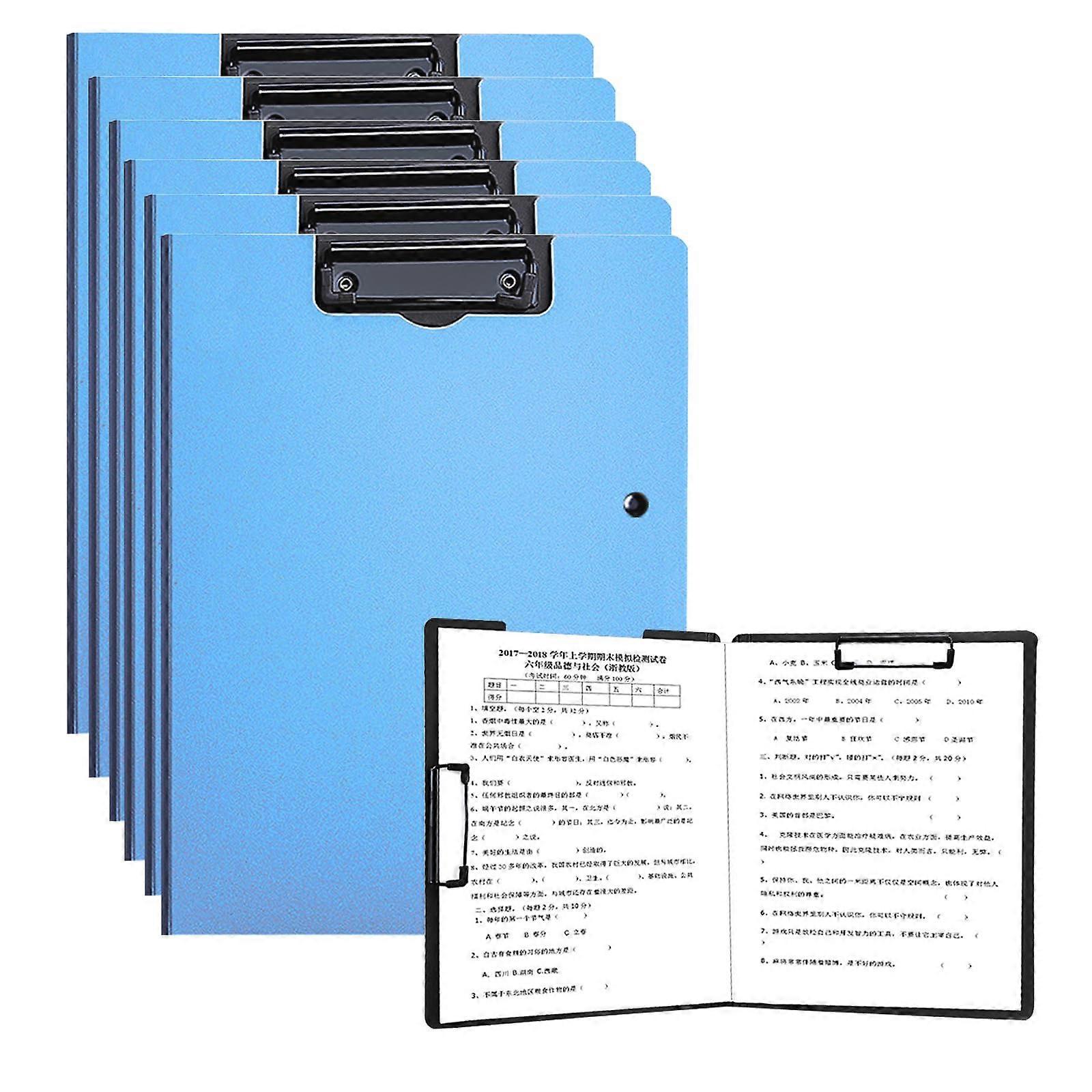 Clipboard Folder 6-Pack A4 Foldable Clipboards, Writing Pad, File Folder For Memos, Forms, Documents - Blue