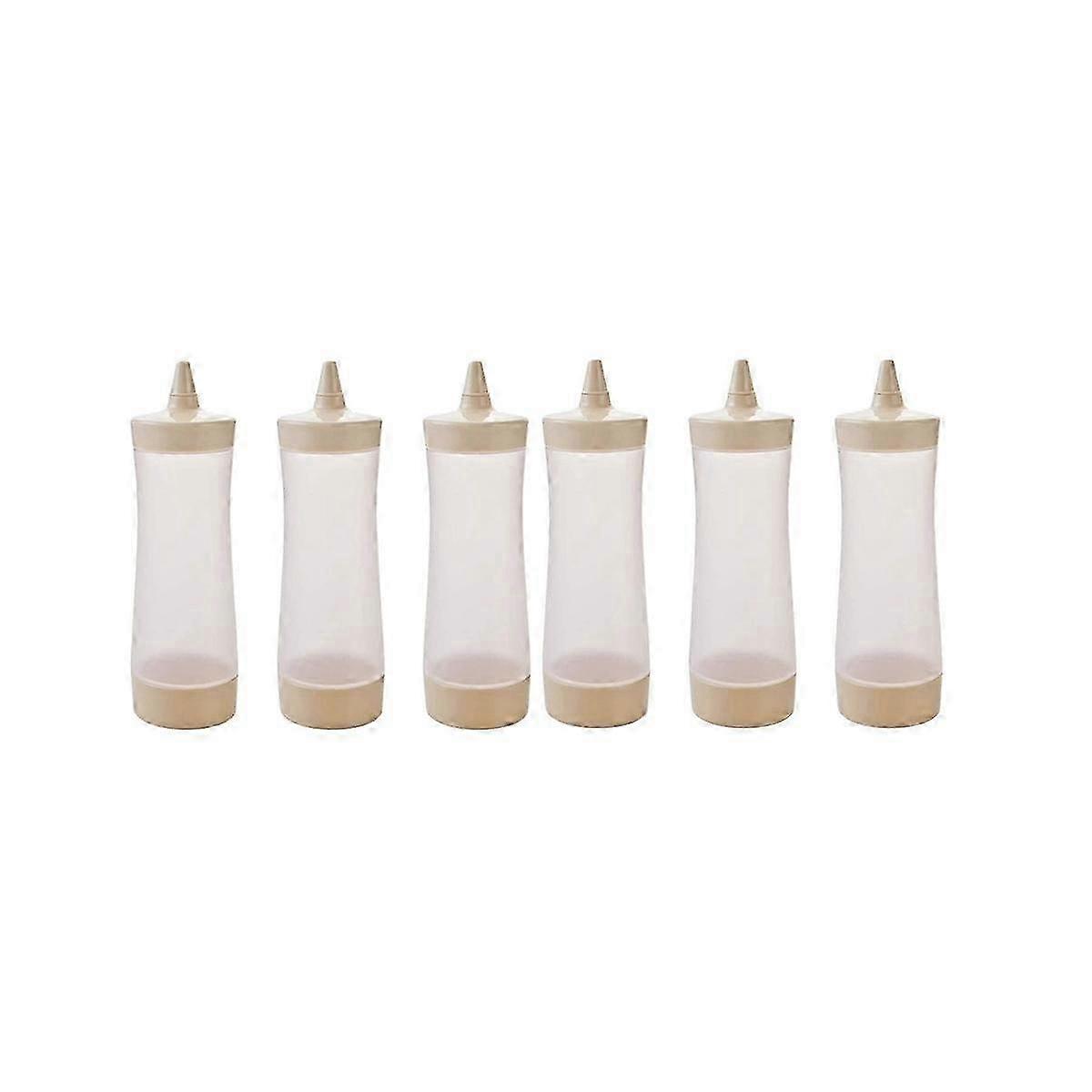 6 Pack Squeeze Condiment Bottles for Ketchup Mustard Sauce, Kitchen Squirt Containers with Nozzle