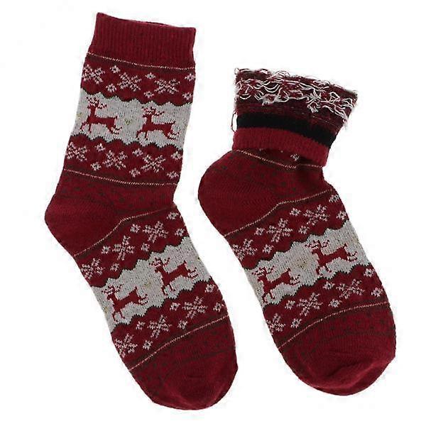 3-6pack Wool Blend Cozy Crew Socks Causal Winter Christmas Ankle Socks Red