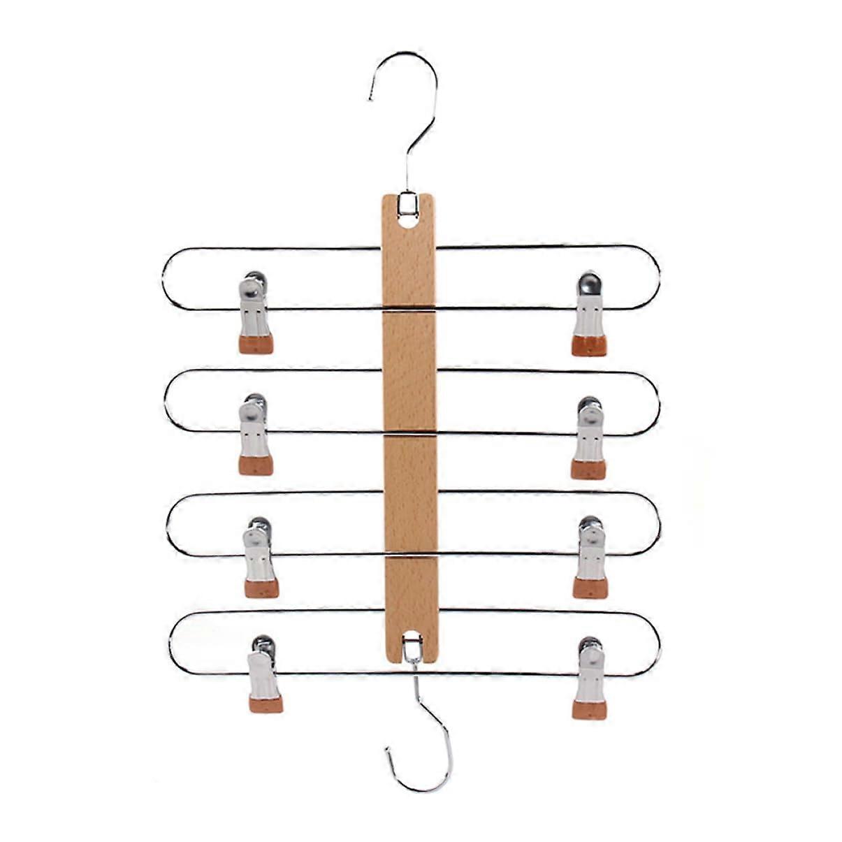 Spacesaving wooden hanger with clips hanger with skirt clips wardrobe organizer for hangers